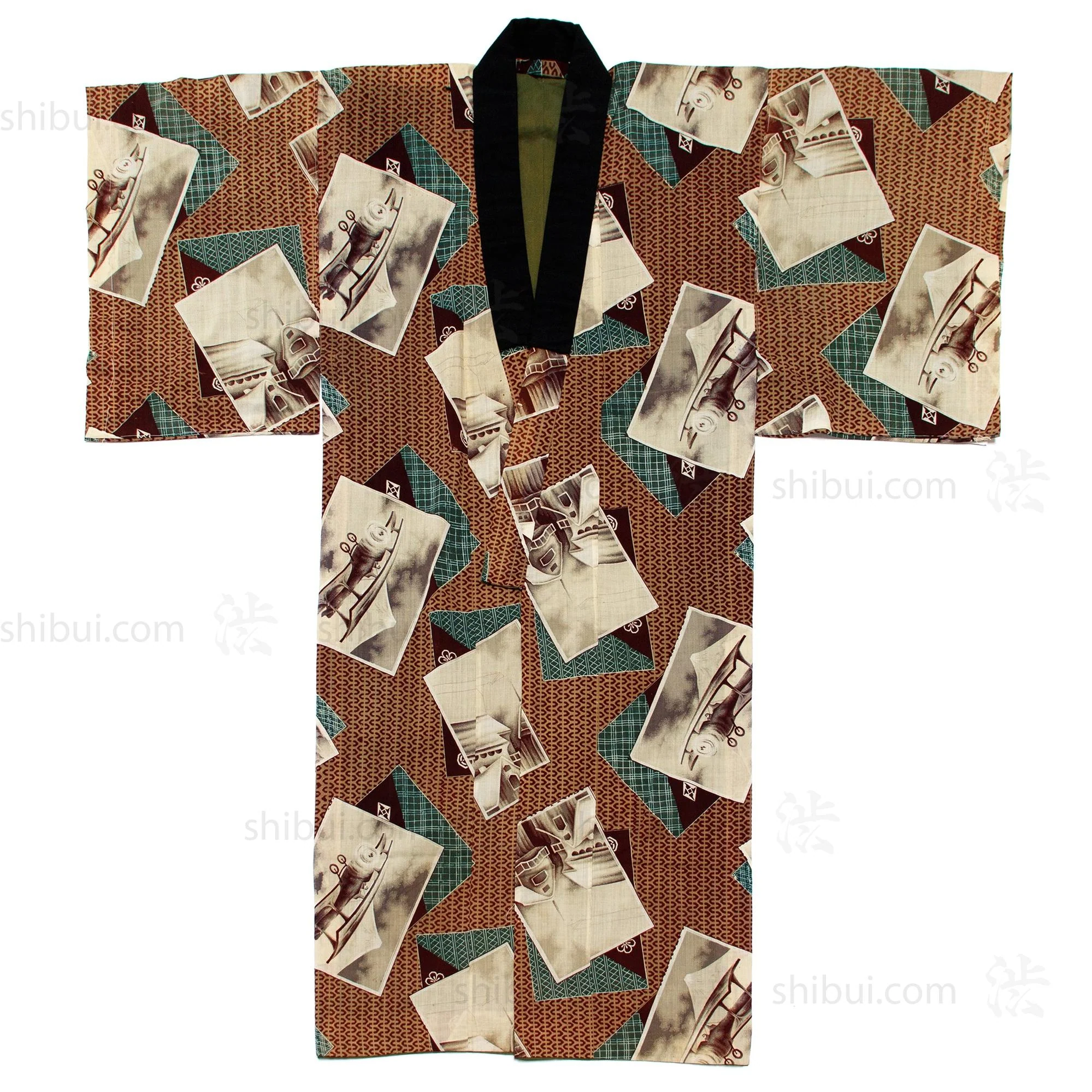 1930s Vintage Propaganda Biplane Men's Kimono - Image 3