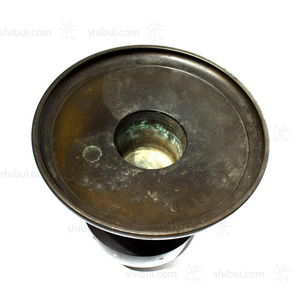 Two-Part Japanese Bronze Usubata Ikebana Vase with Inlay - Image 3