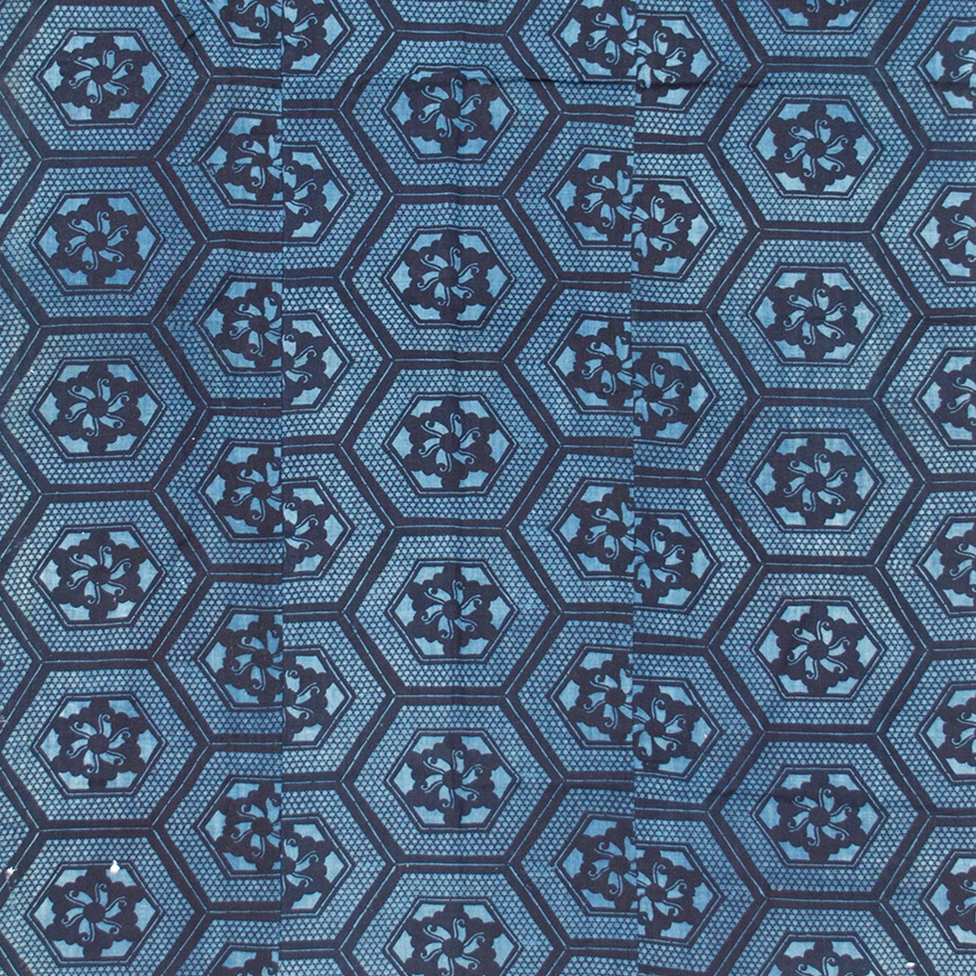 3-Panel Japanese Indigo Katazome Futonji Sheet - Image 9