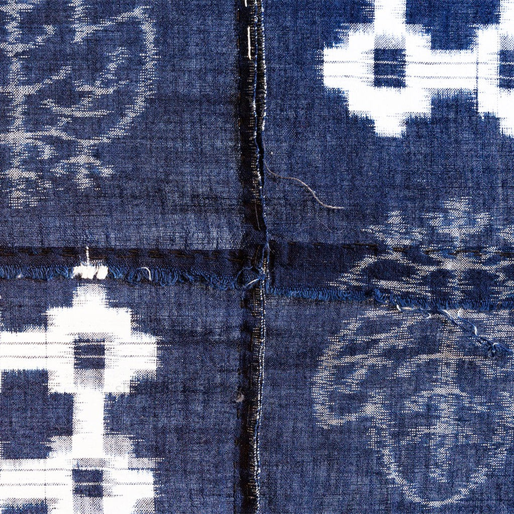Japanese Antique (Early Taisho Era) Indigo Kasuri  Fabric | Indigo Resist Dyed Fabric | Geometric and Kiri (paulownia) Pattern - Image 3