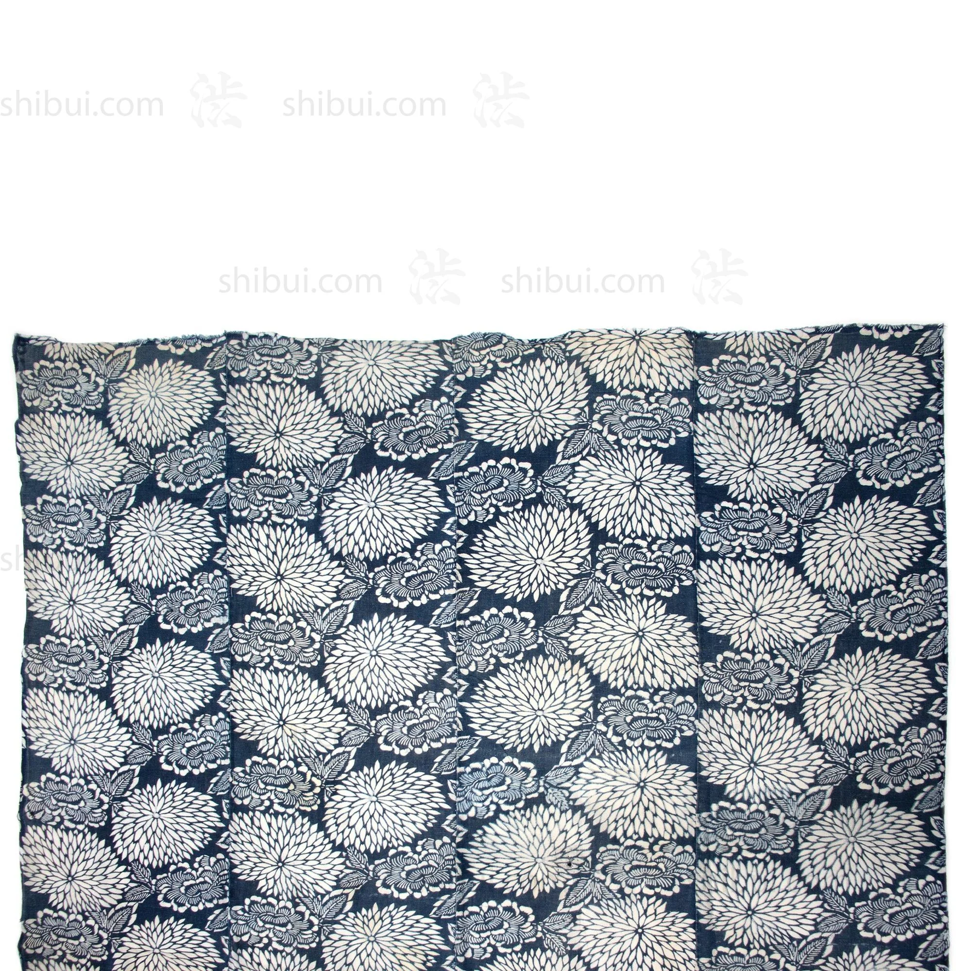 Katazome Futonji with Botan and Kiku Motif | Japanese Indigo - Image 3
