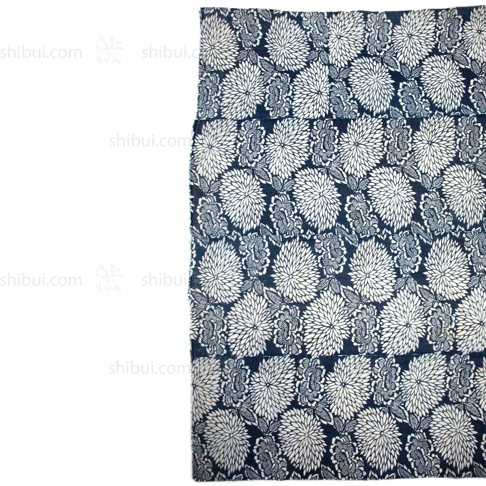 Katazome Futonji with Botan and Kiku Motif | Japanese Indigo - Image 4