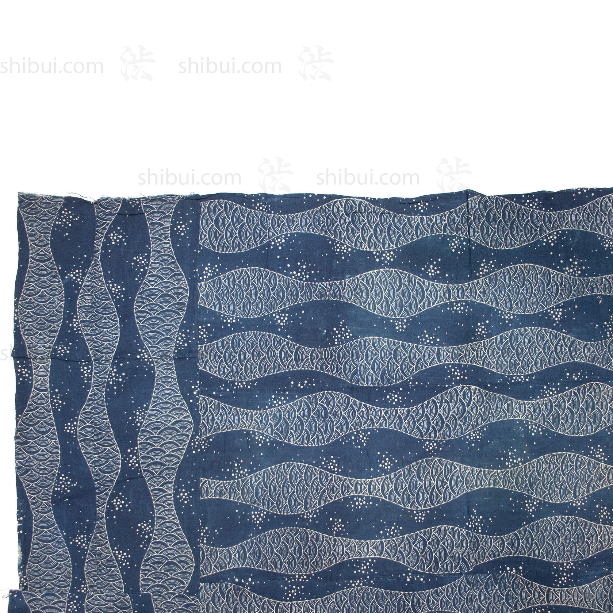 Katazome Futonji -  Japanese Stencil Resisted Indigo Dyed Cotton - Image 3
