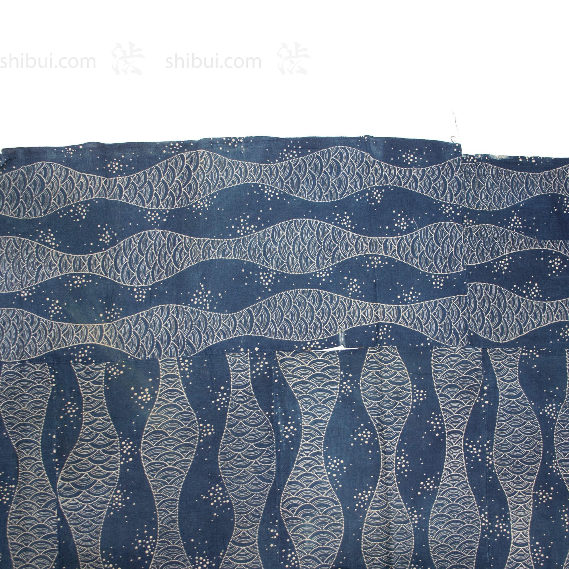 Katazome Futonji -  Japanese Stencil Resisted Indigo Dyed Cotton - Image 4