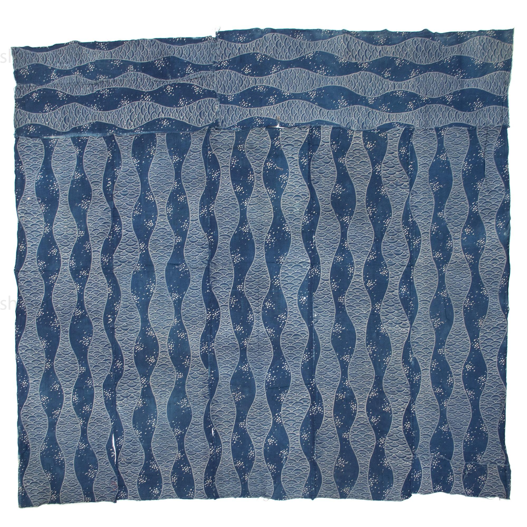 Katazome Futonji -  Japanese Stencil Resisted Indigo Dyed Cotton - Image 5