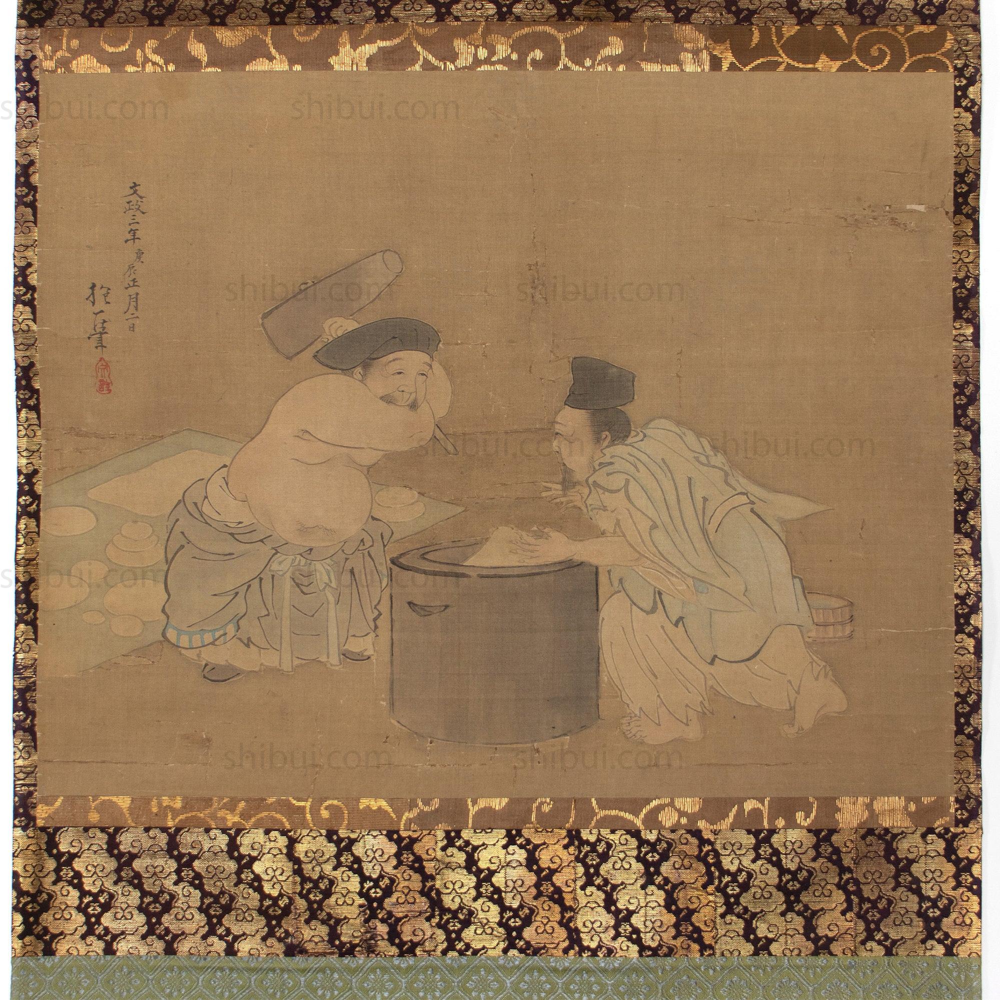 Antique Daikoku & Ebisu Scroll Painting | Lucky Gods - Image 4