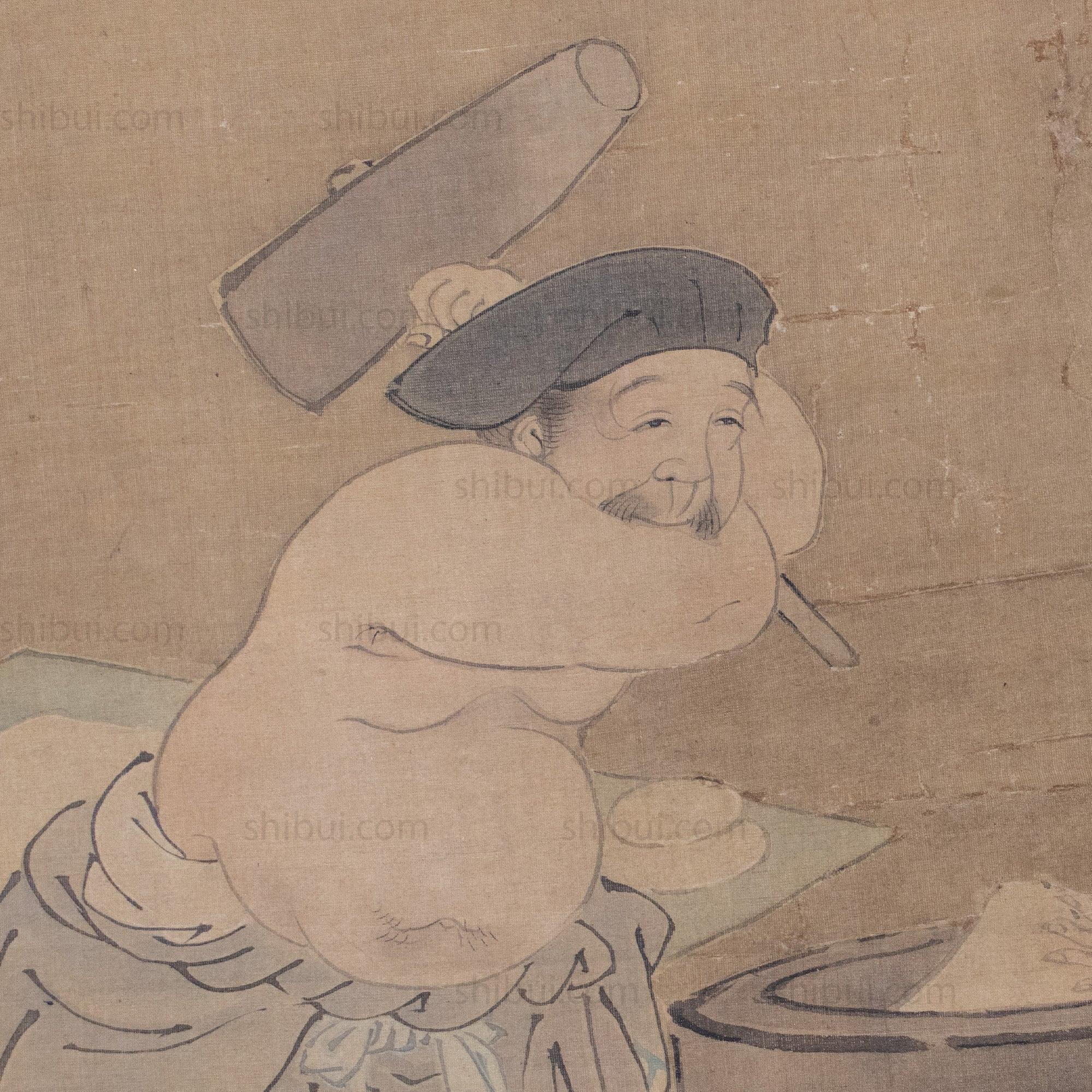 Antique Daikoku & Ebisu Scroll Painting | Lucky Gods - Image 6