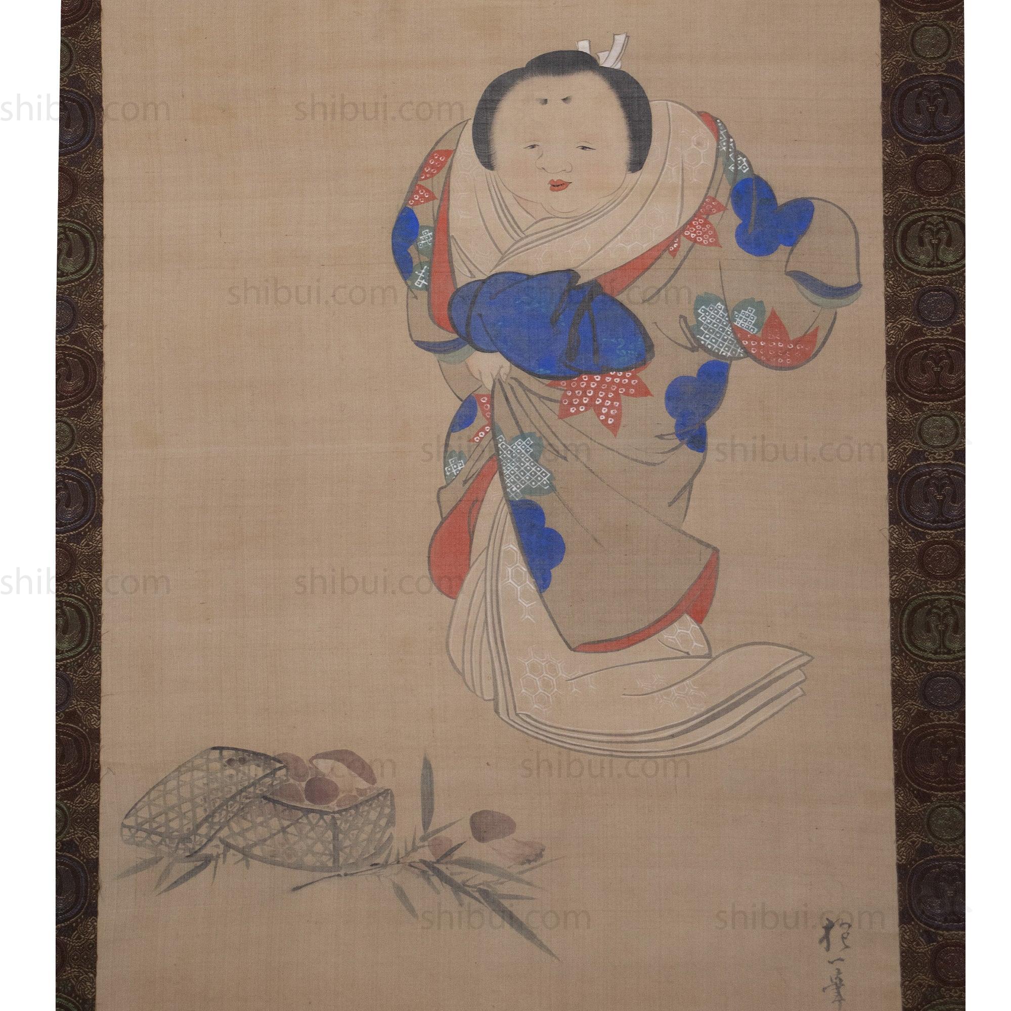Otogoze (Otafuku) Hanging Scroll Painting of a Woman - Image 6