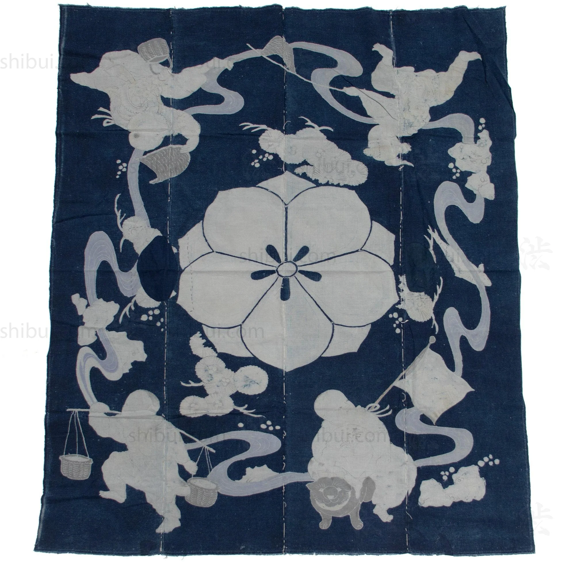 Antique Indigo Tsutsugaki Furoshiki