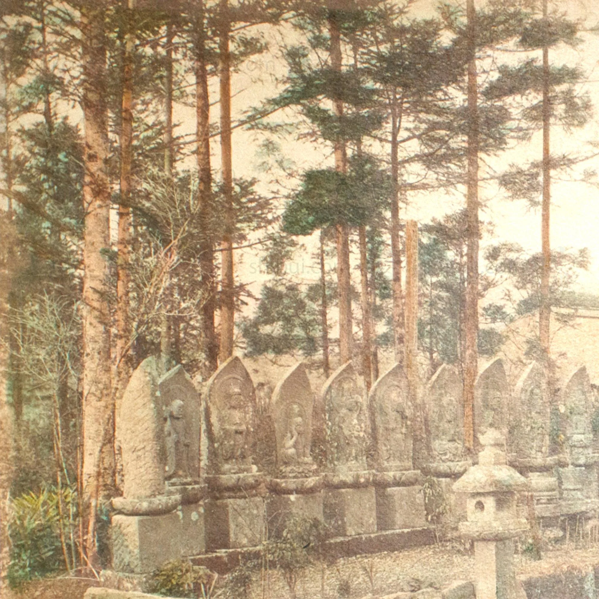 Hand Tinted Antique Japanese Albumen Photo of Ancestral Shrine - Image 2