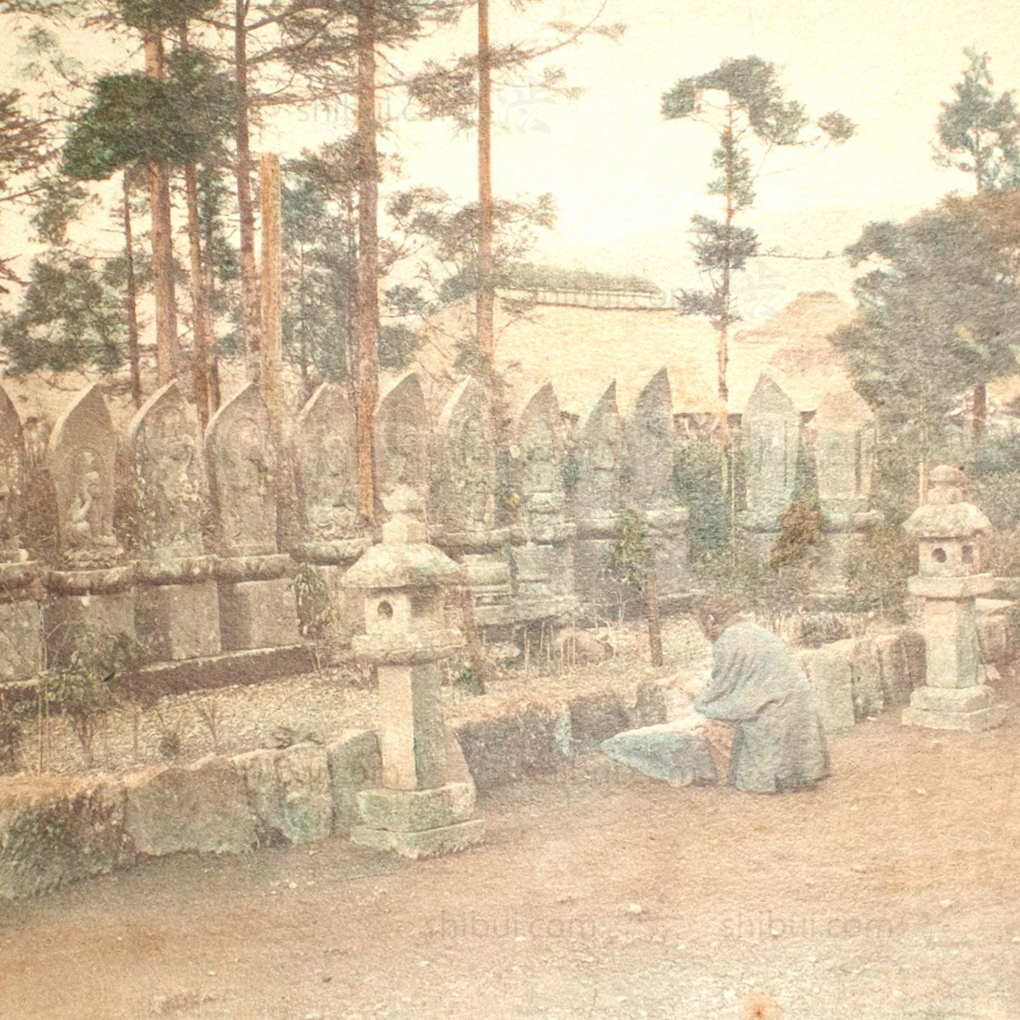 Hand Tinted Antique Japanese Albumen Photo of Ancestral Shrine - Image 3