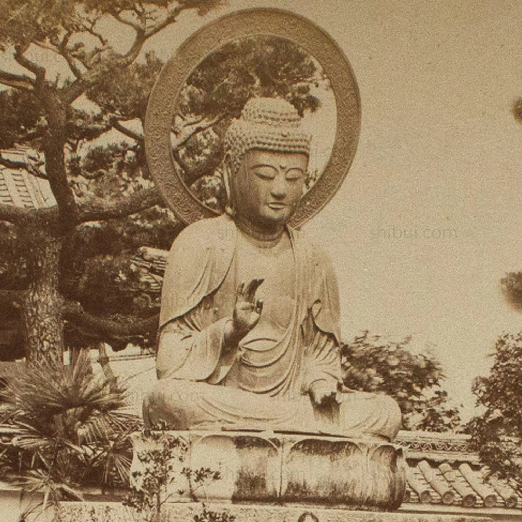 Antique Japanese Albumen Photo of Buddha Statue at Shinkoji Temple - Image 3