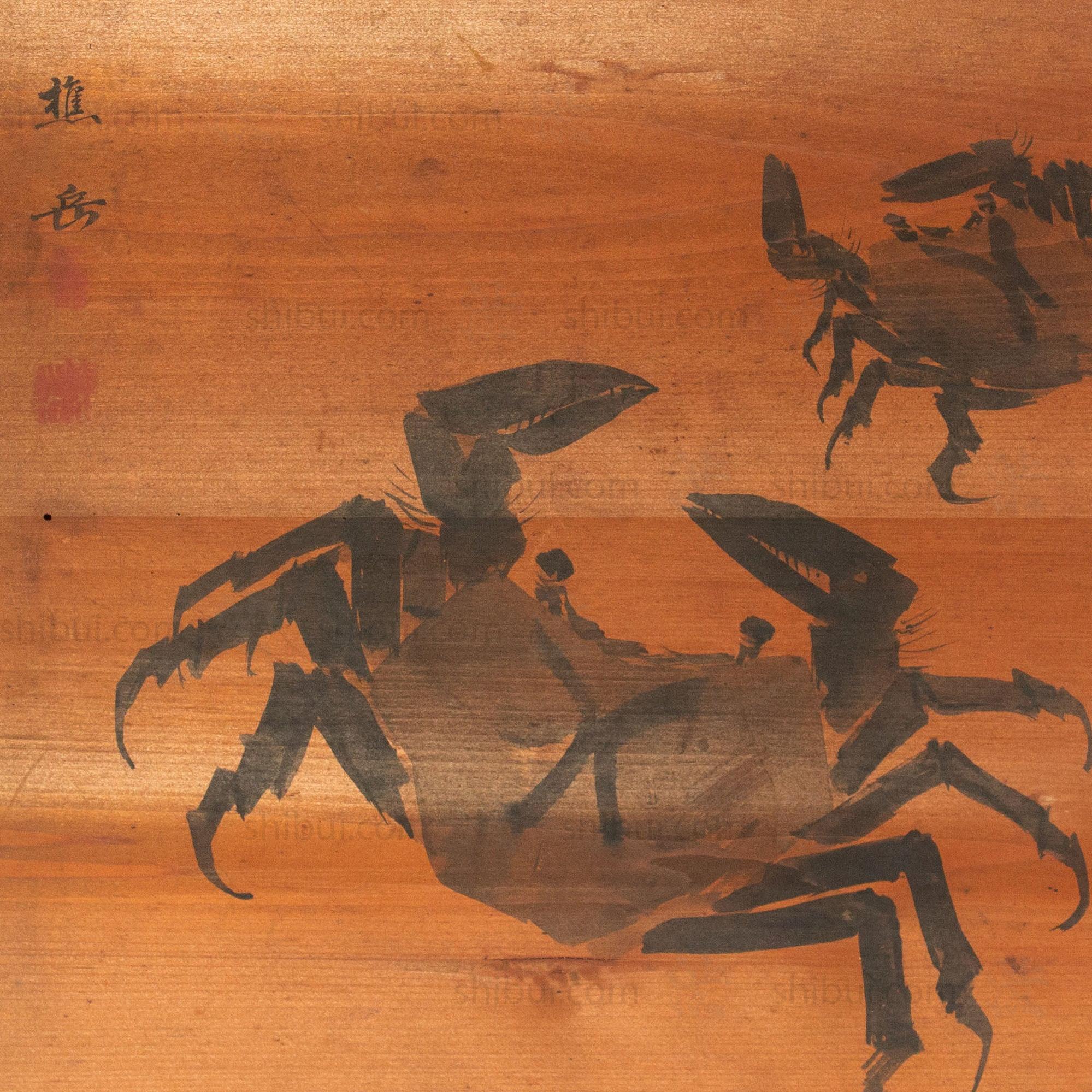 Antique Japanese Buddhist Temple Crab Ceiling Painting - Image 3