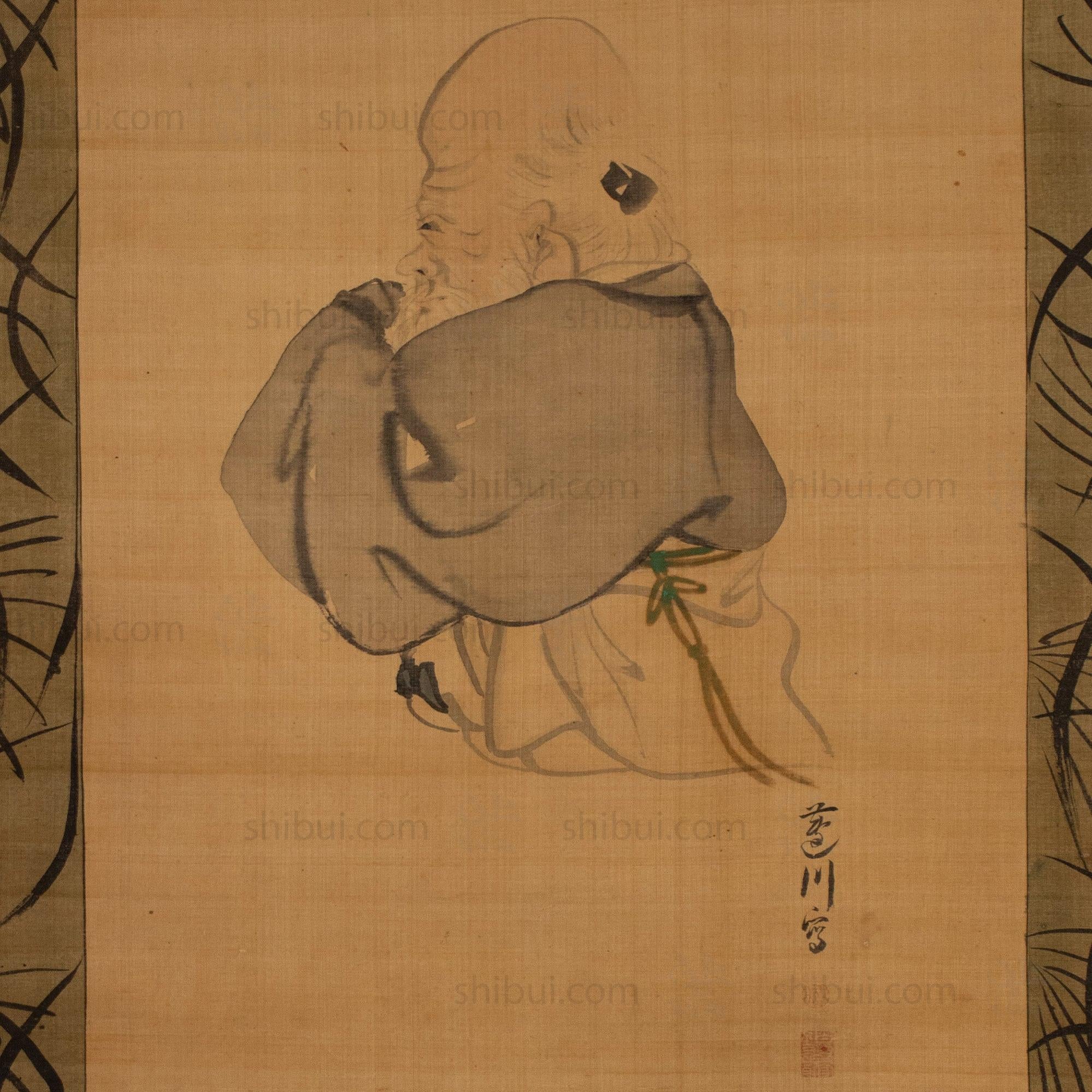 Antique Japanese Scroll of the Lucky God Jurojin - Image 2