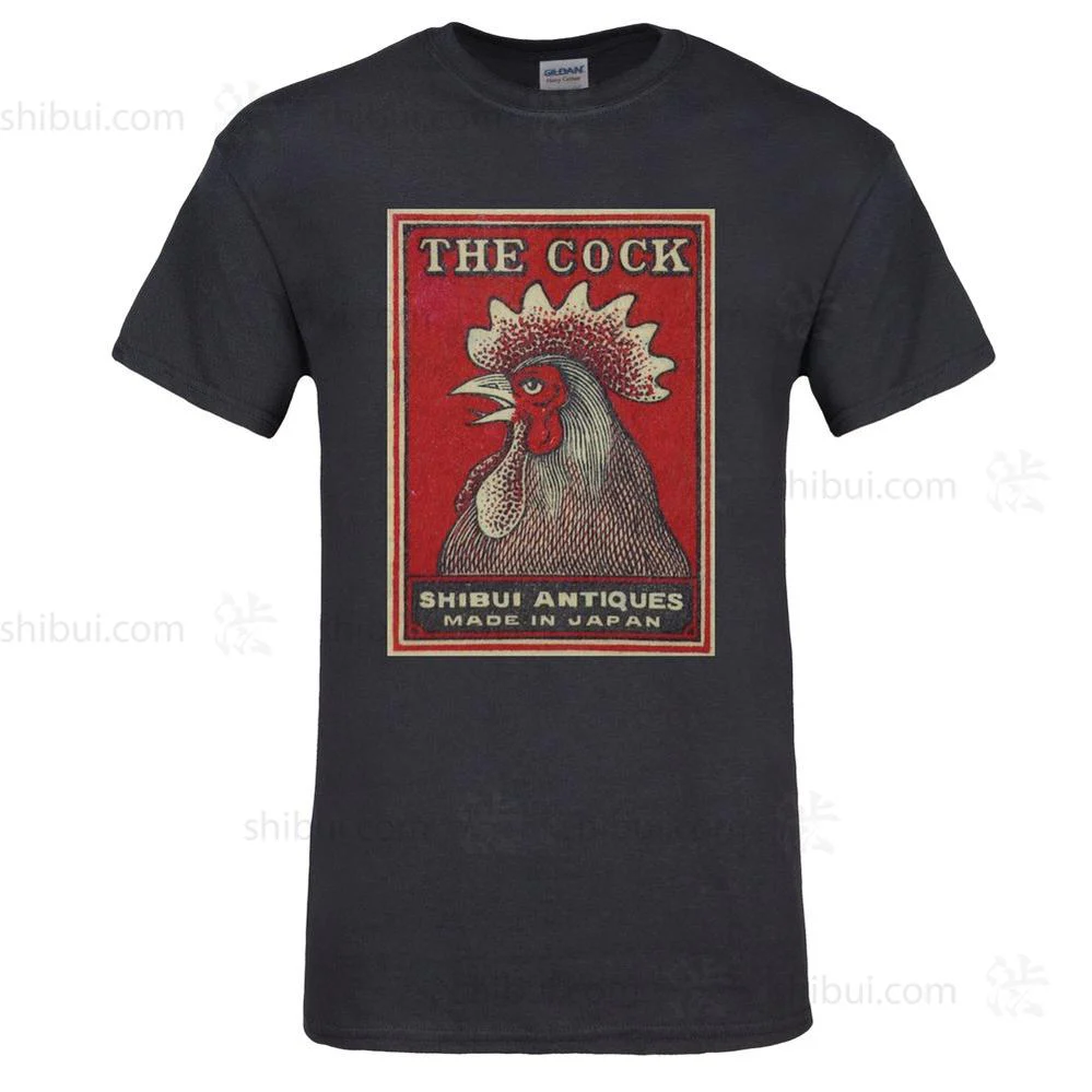 Black  "Shibui Antiques" - "The Cock" Matchbox Cover T-Shirt