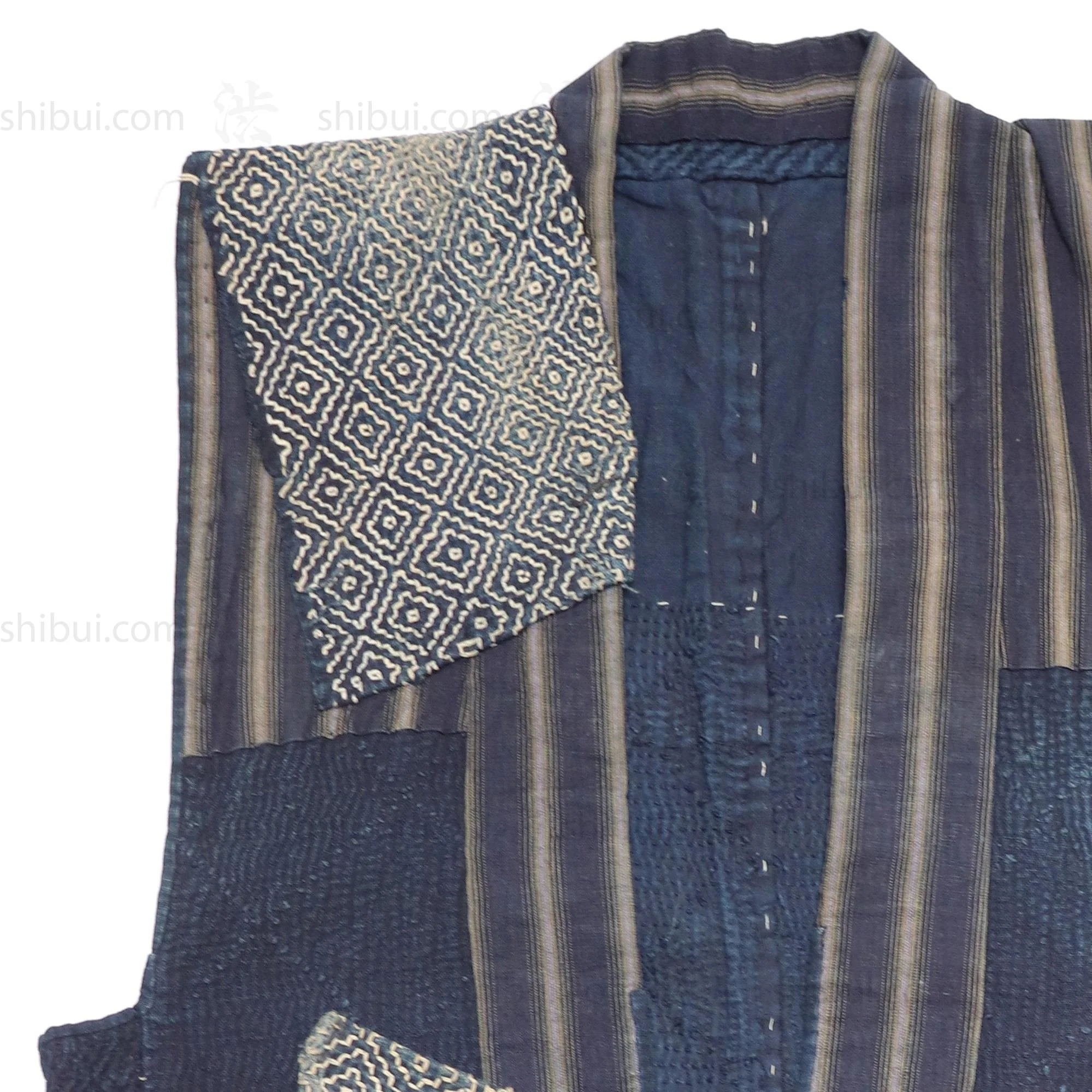 Sorihiki Banten - Boro and Sashiko Reinforced Indigo Dyed Workers Vest - Image 2