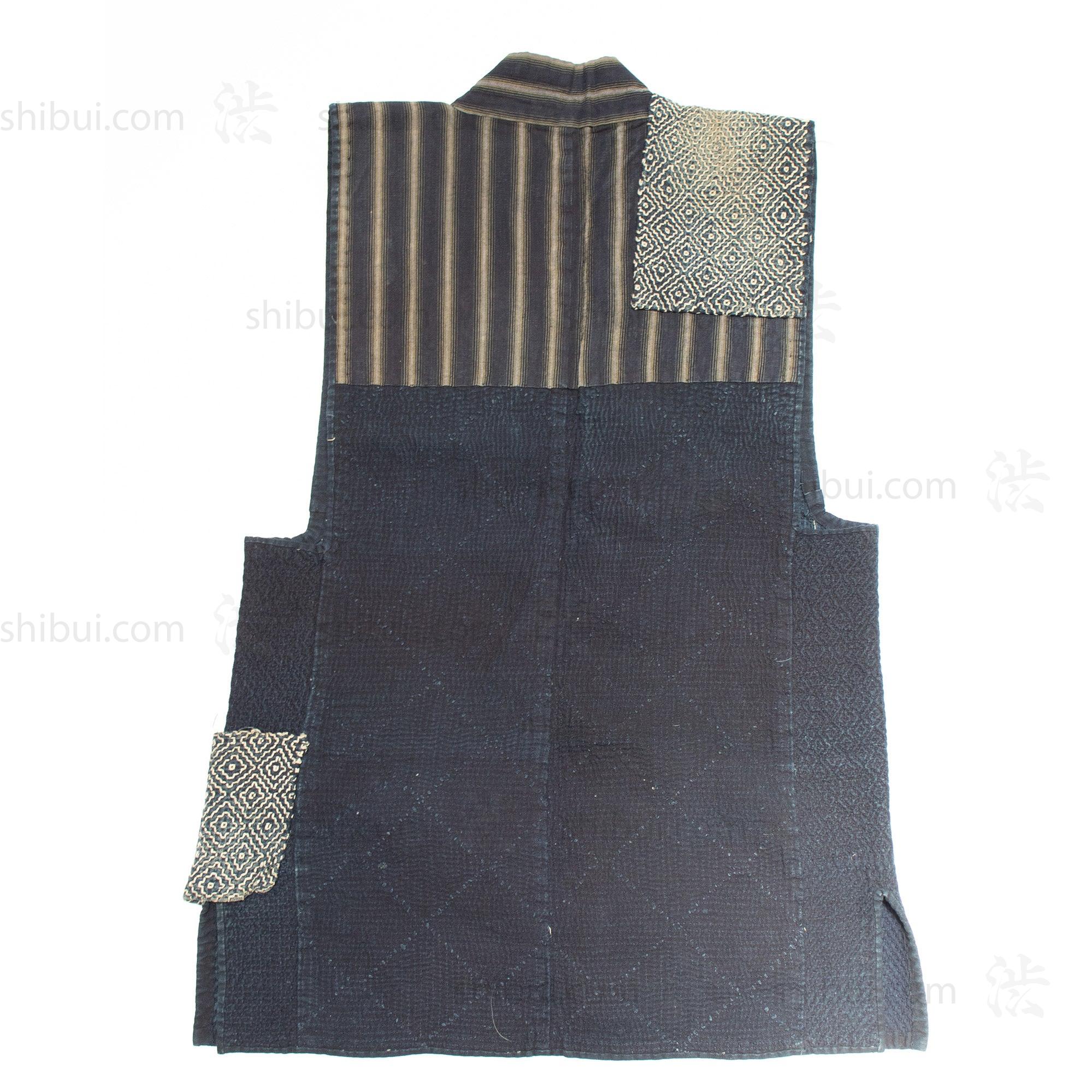 Sorihiki Banten - Boro and Sashiko Reinforced Indigo Dyed Workers Vest - Image 4
