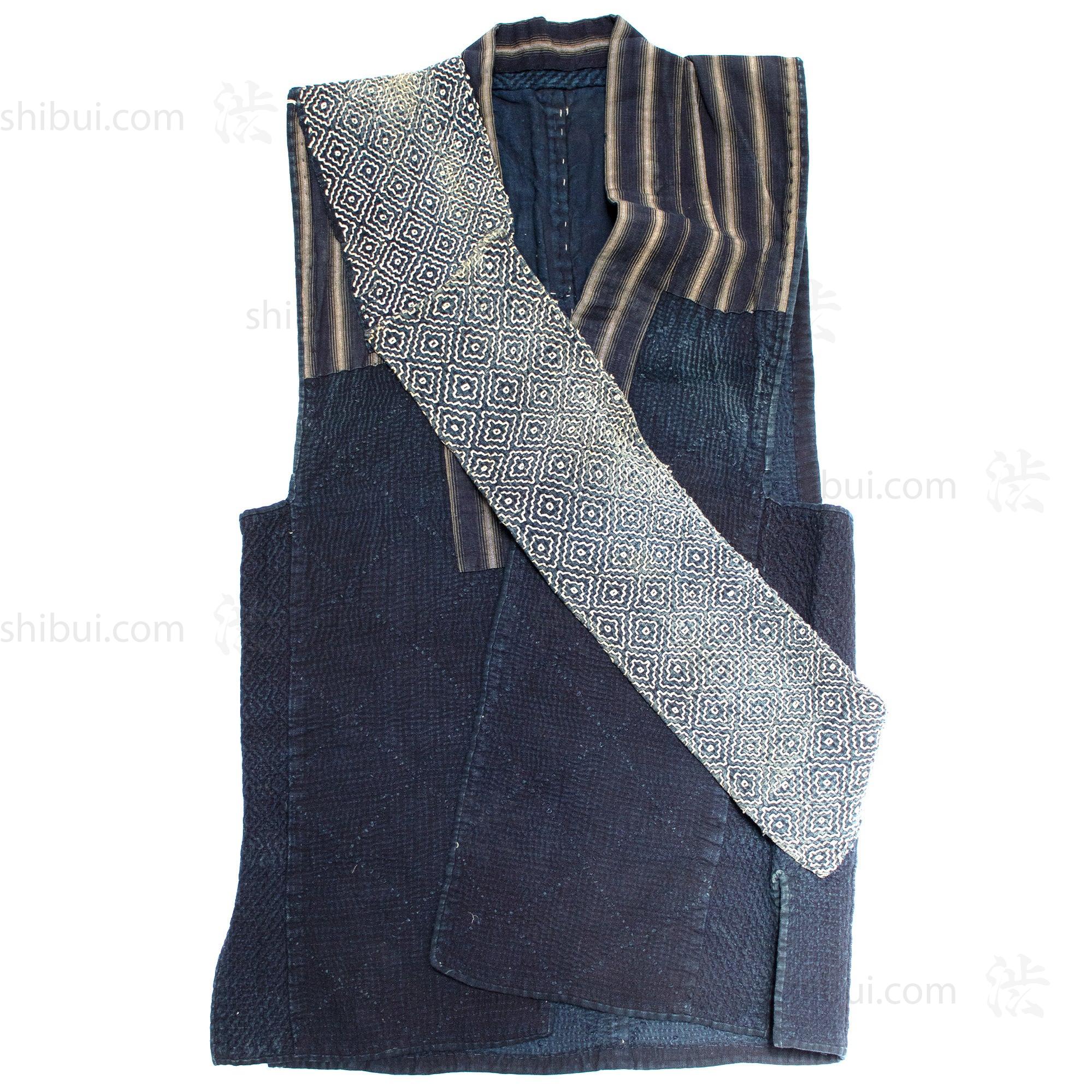 Sorihiki Banten - Boro and Sashiko Reinforced Indigo Dyed Workers Vest - Image 7