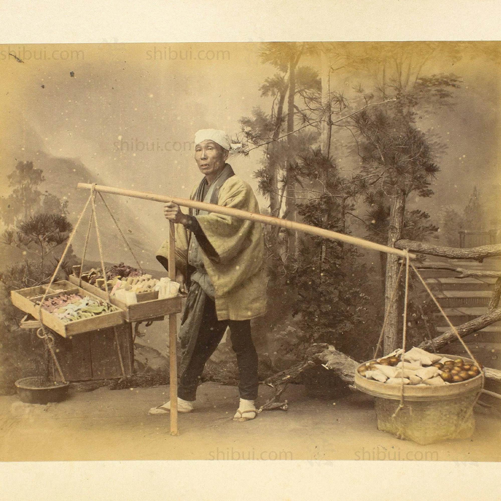 Candy Seller | Japanese Antique Hand Tinted Albumen Photo - Image 2