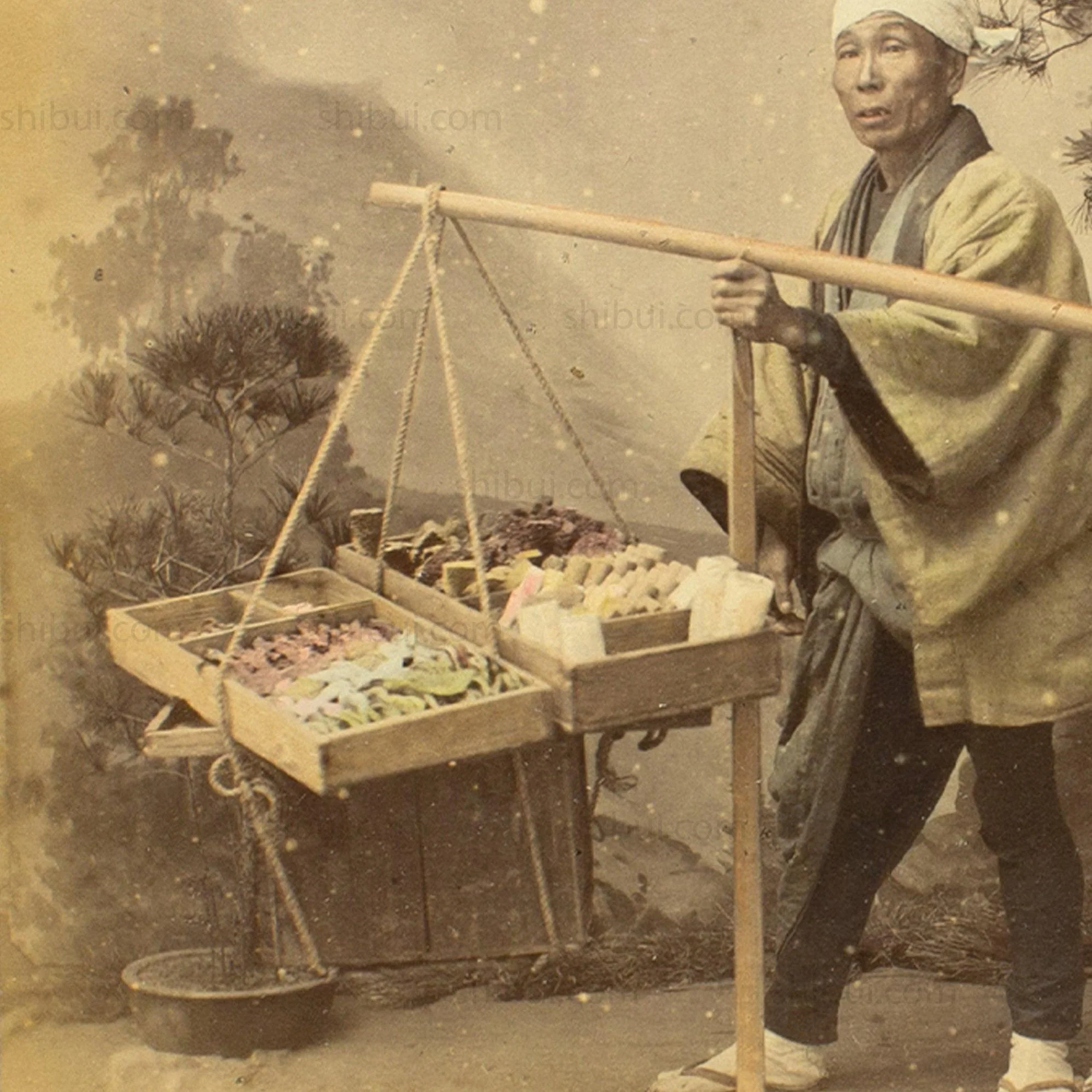 Candy Seller | Japanese Antique Hand Tinted Albumen Photo - Image 3