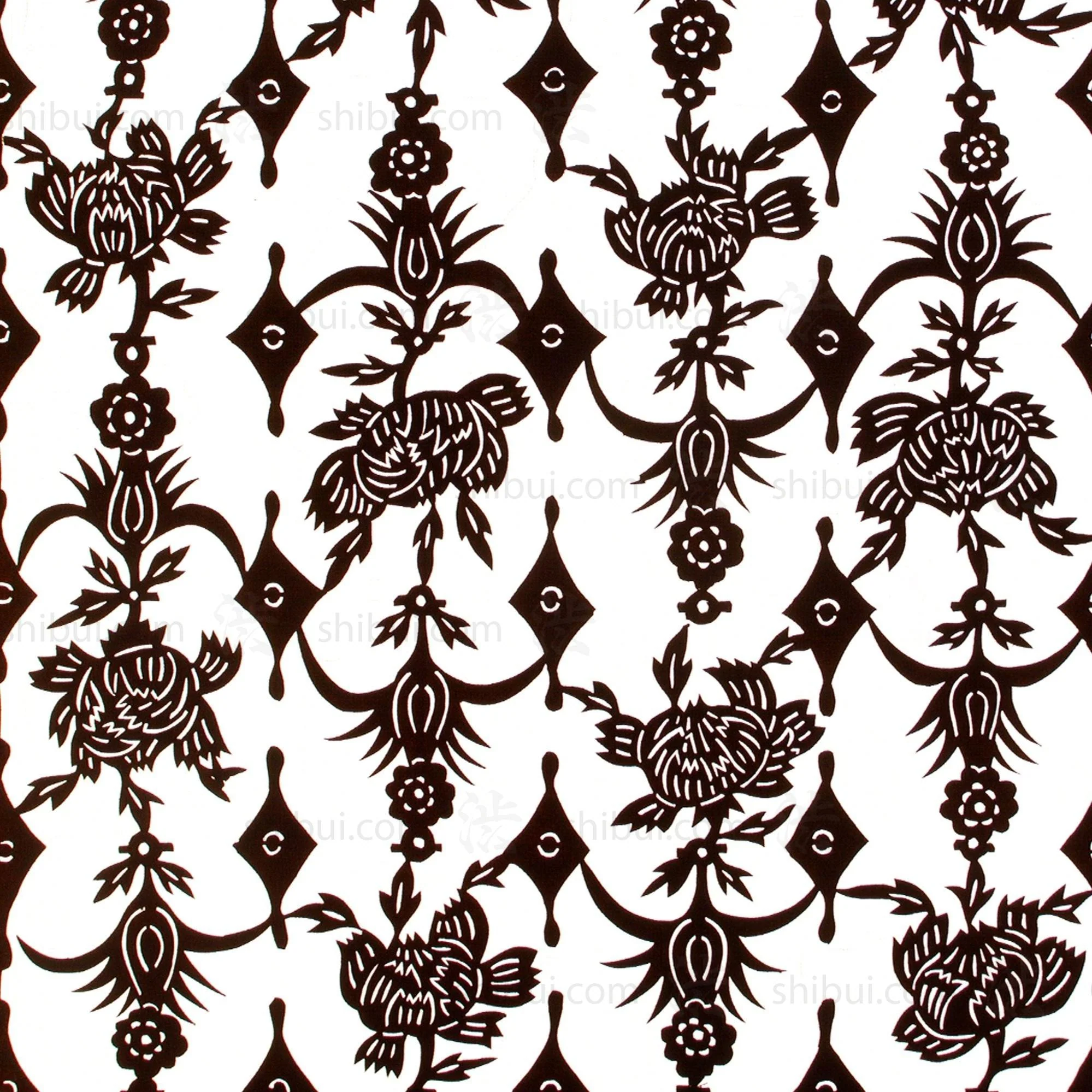 Carnation Motif Katagami | Japanese Lacquered Paper Stencil - Image 2