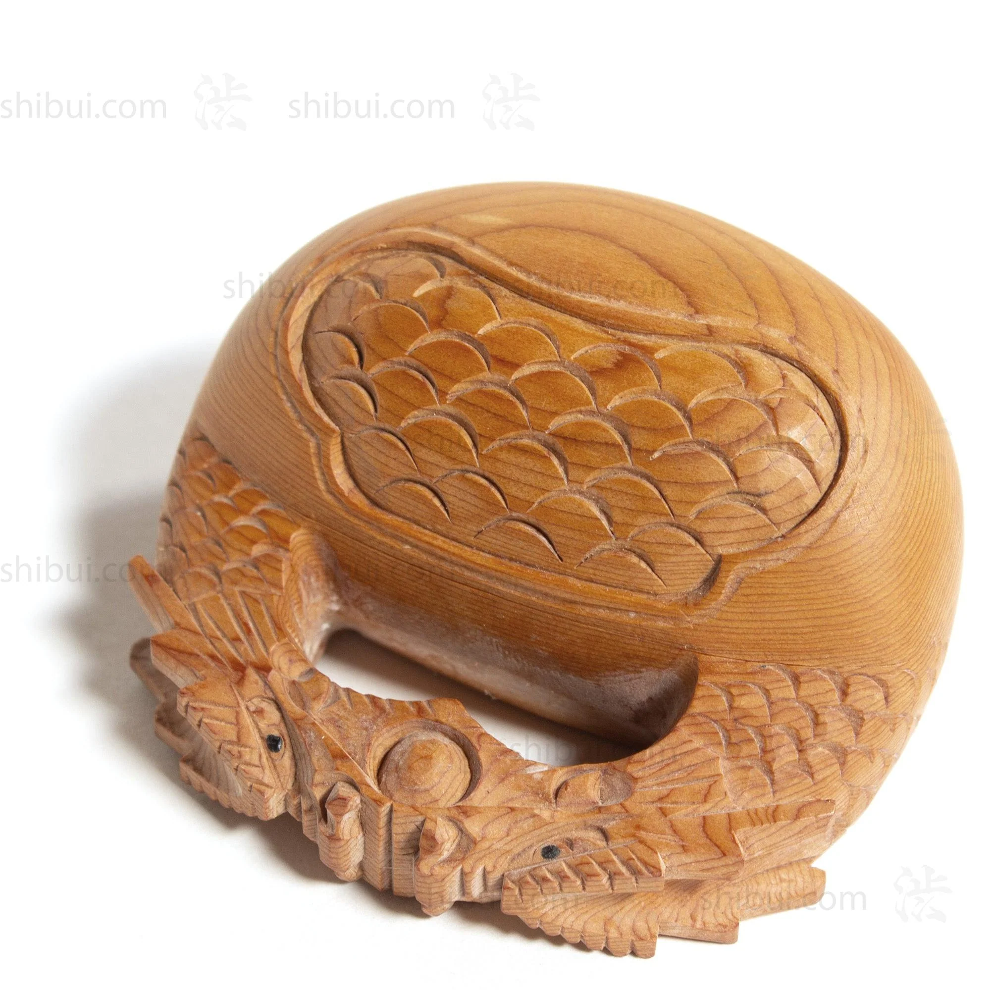 Carved Wood Buddhist Mokyugo Kogo  | Japanese Incense Storage Container - Image 2