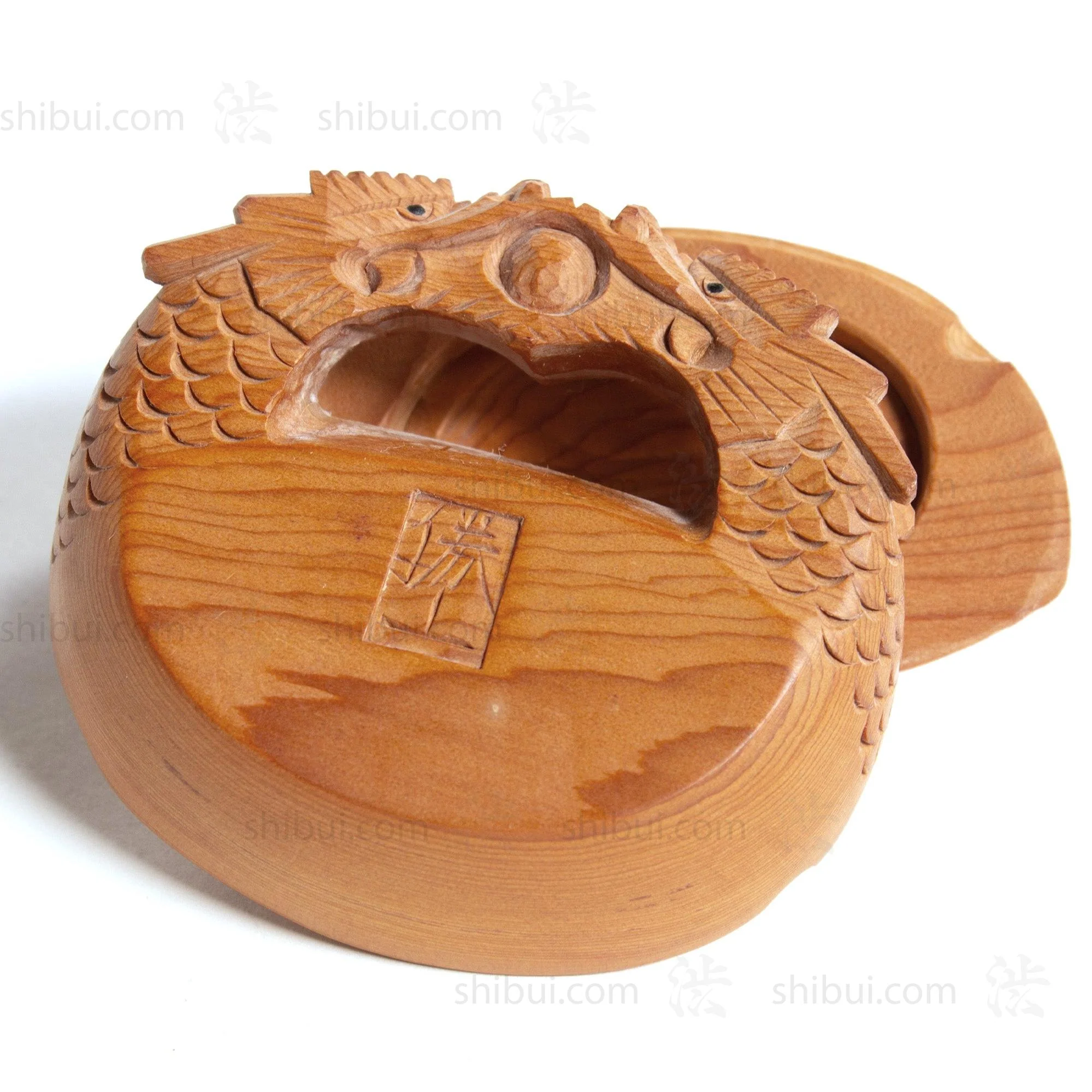 Carved Wood Buddhist Mokyugo Kogo  | Japanese Incense Storage Container - Image 4