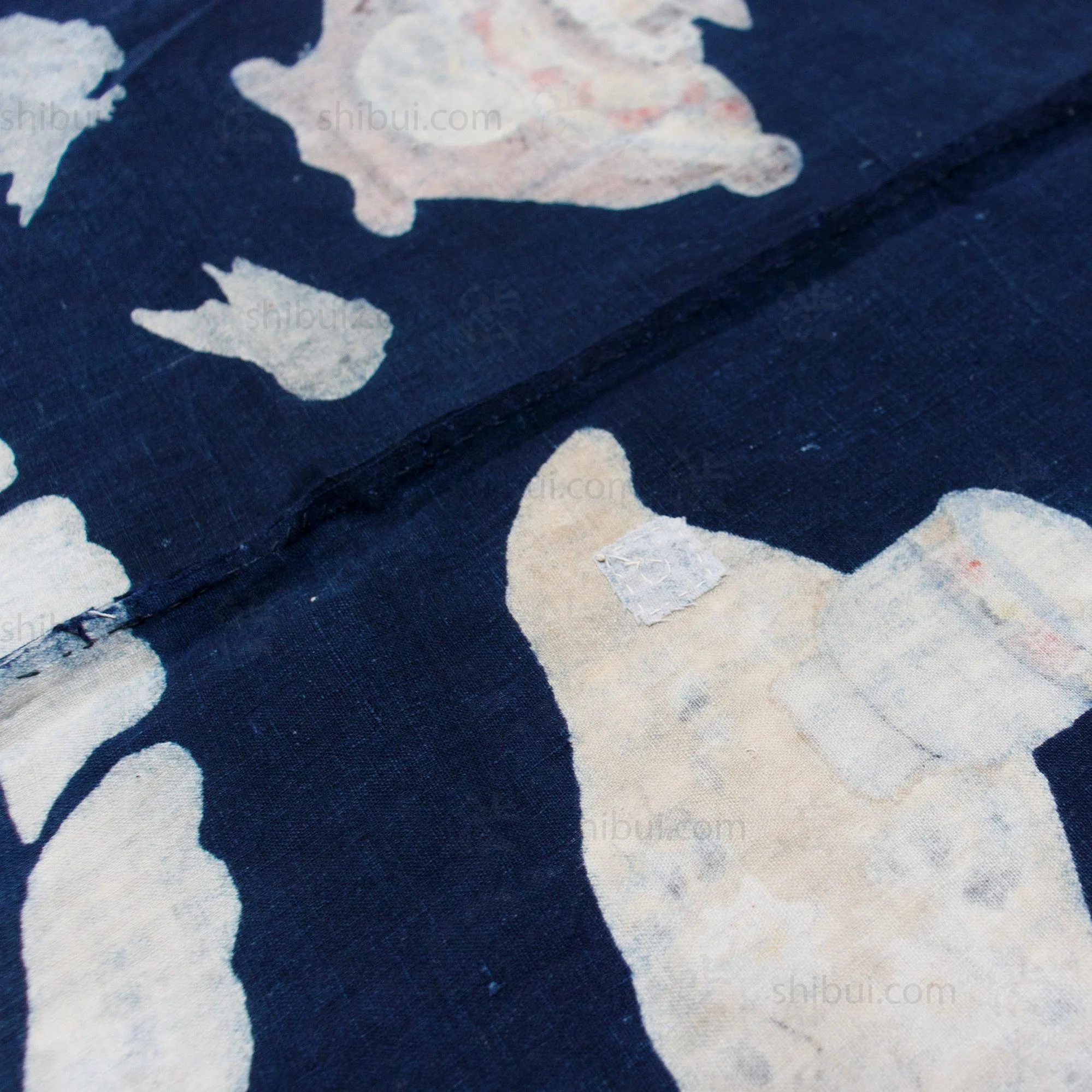 Chado Tea Ceremony Themed Tsutsugaki Dyed Futonji | Indigo Cotton - Image 3
