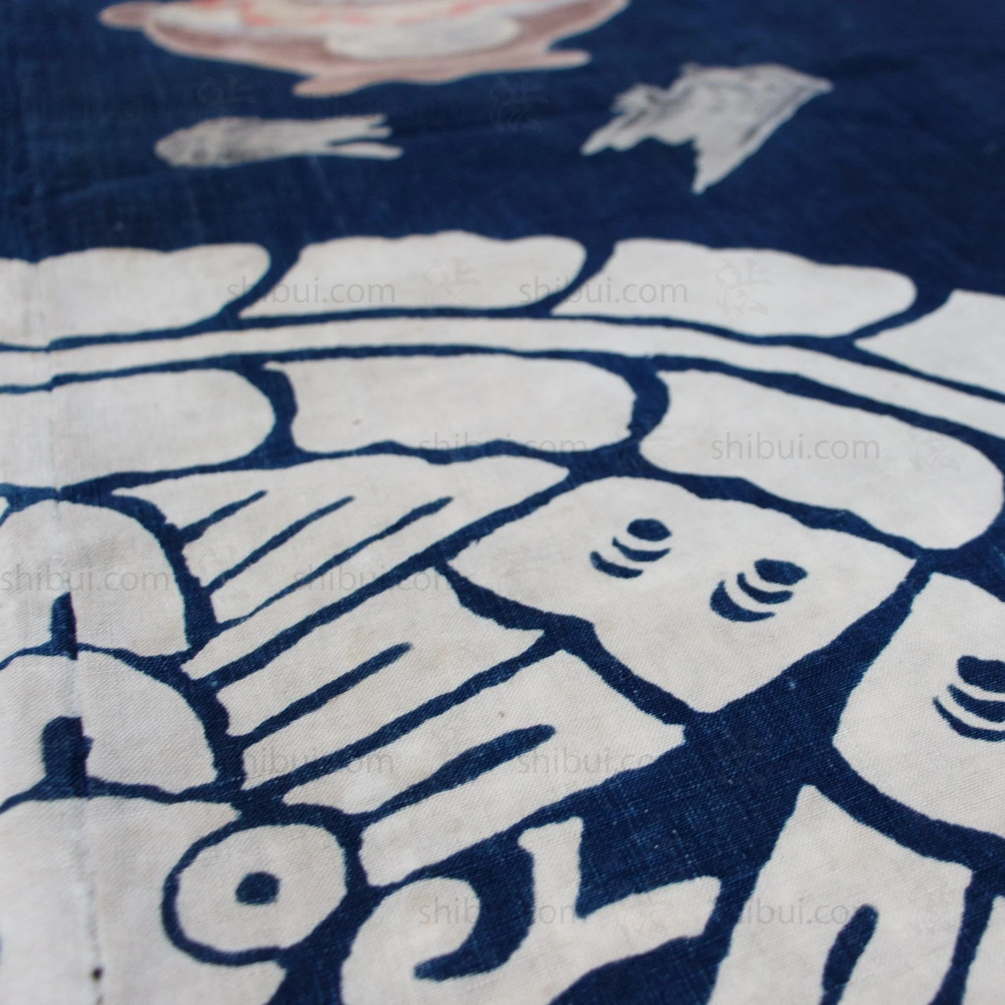 Chado Tea Ceremony Themed Tsutsugaki Dyed Futonji | Indigo Cotton - Image 9
