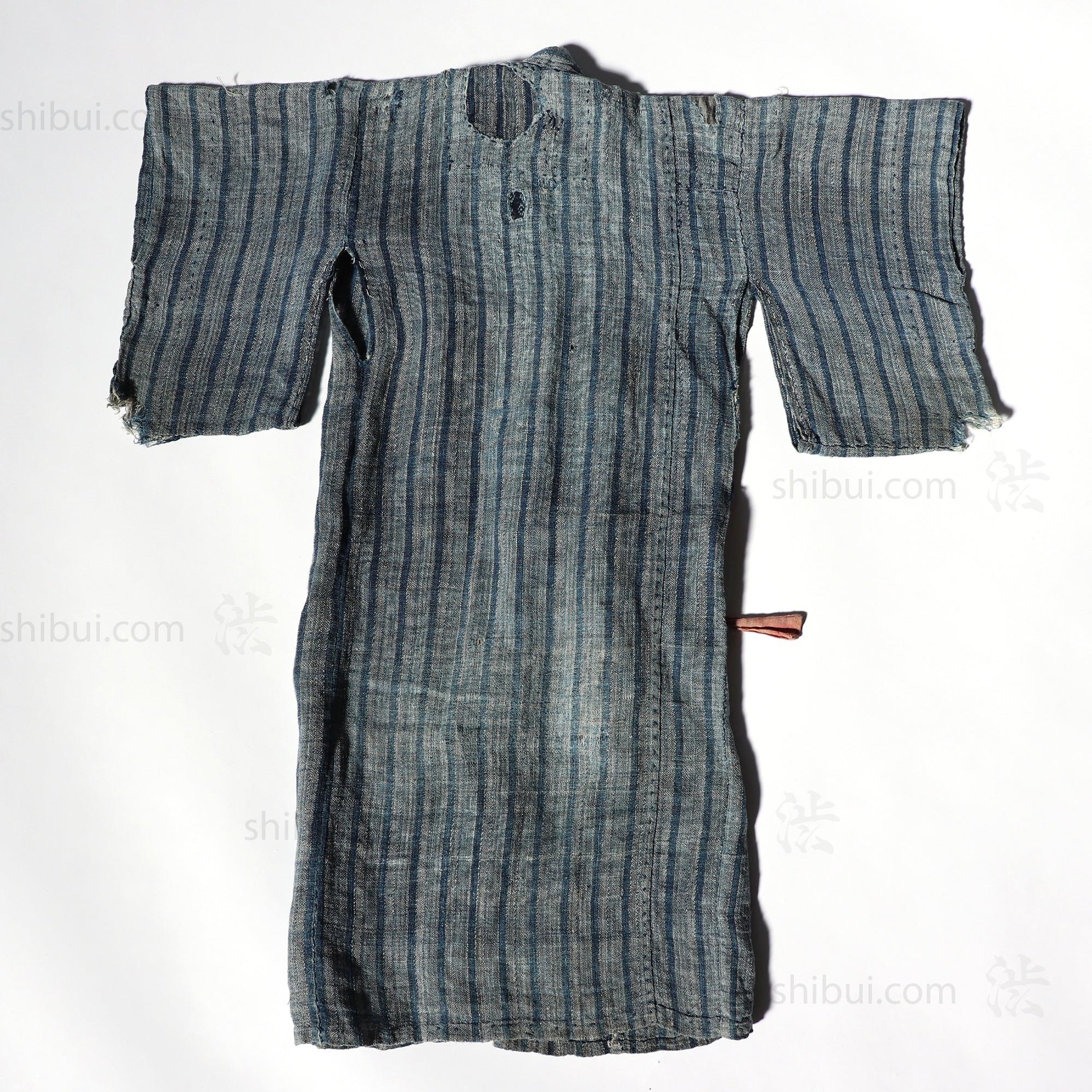 Child's Shima Boro  Japanese Indigo Kimono - Image 4