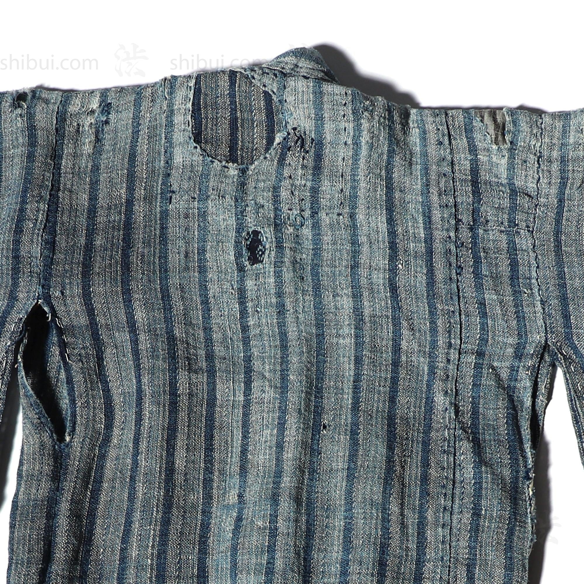 Child's Shima Boro  Japanese Indigo Kimono - Image 5