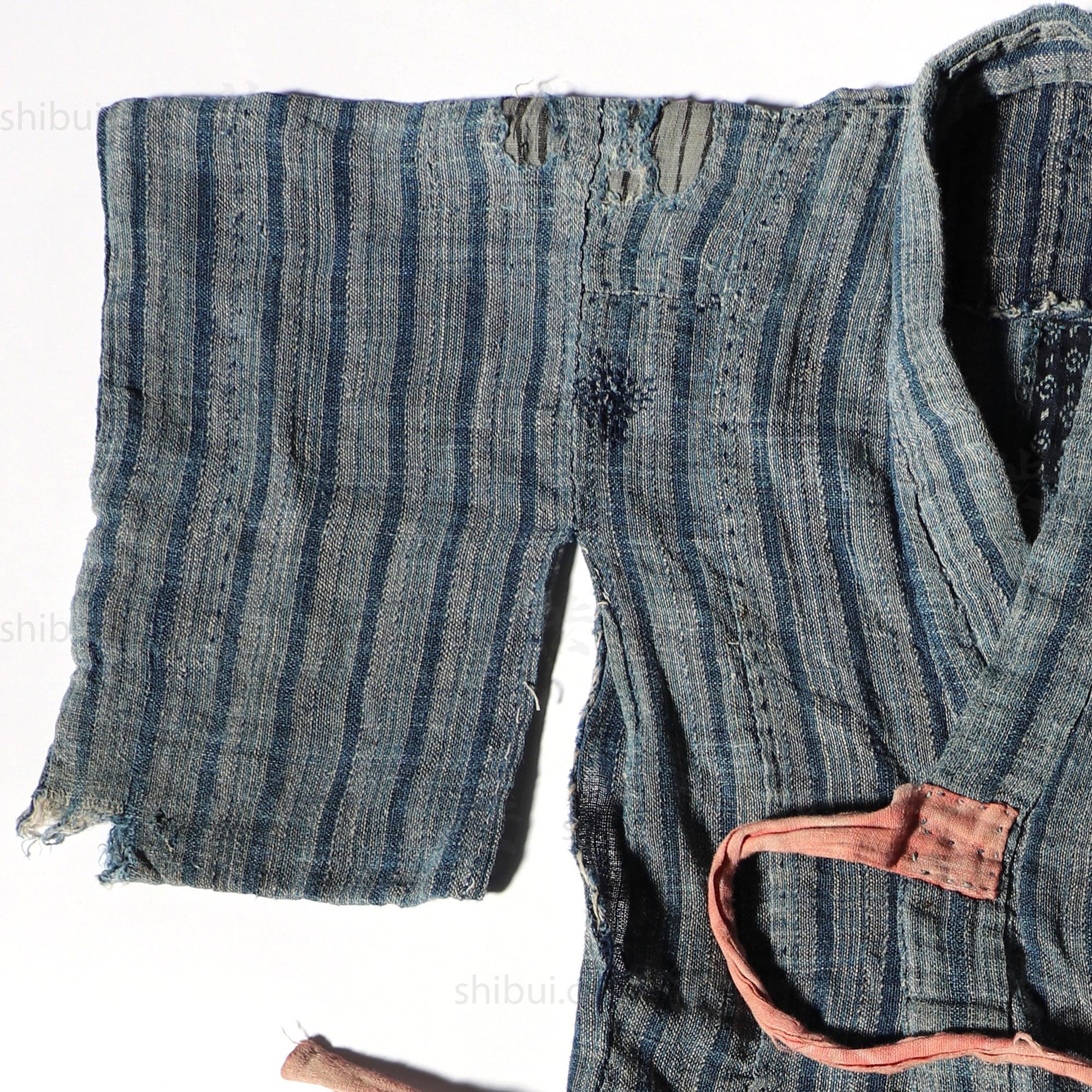 Child's Shima Boro  Japanese Indigo Kimono - Image 6
