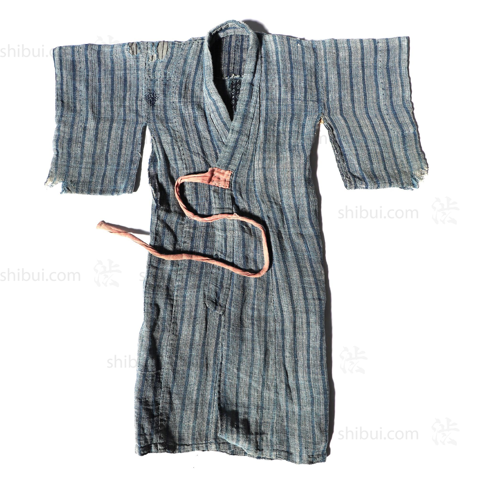 Child's Shima Boro  Japanese Indigo Kimono - Image 7