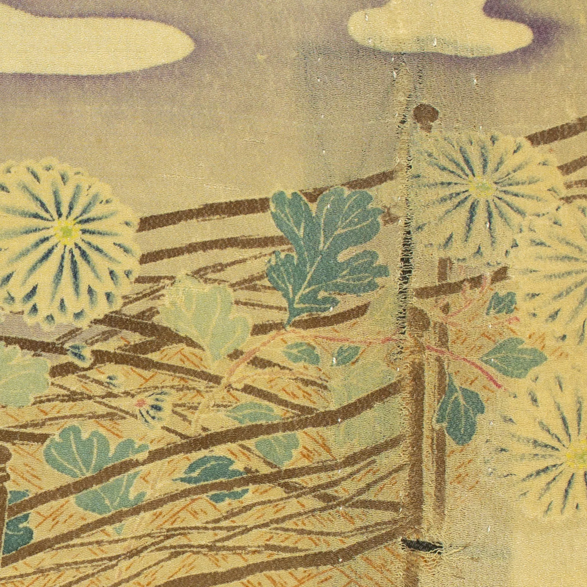 Yuzen Chirimen Silk Textile Fragment - Image 3