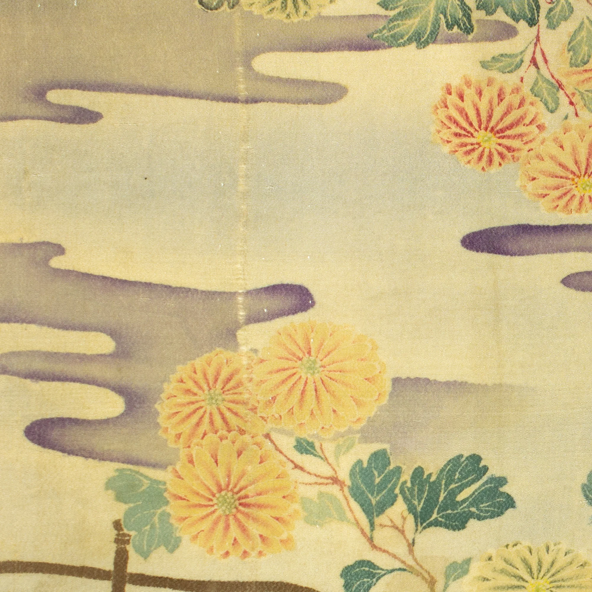 Yuzen Chirimen Silk Textile Fragment - Image 4