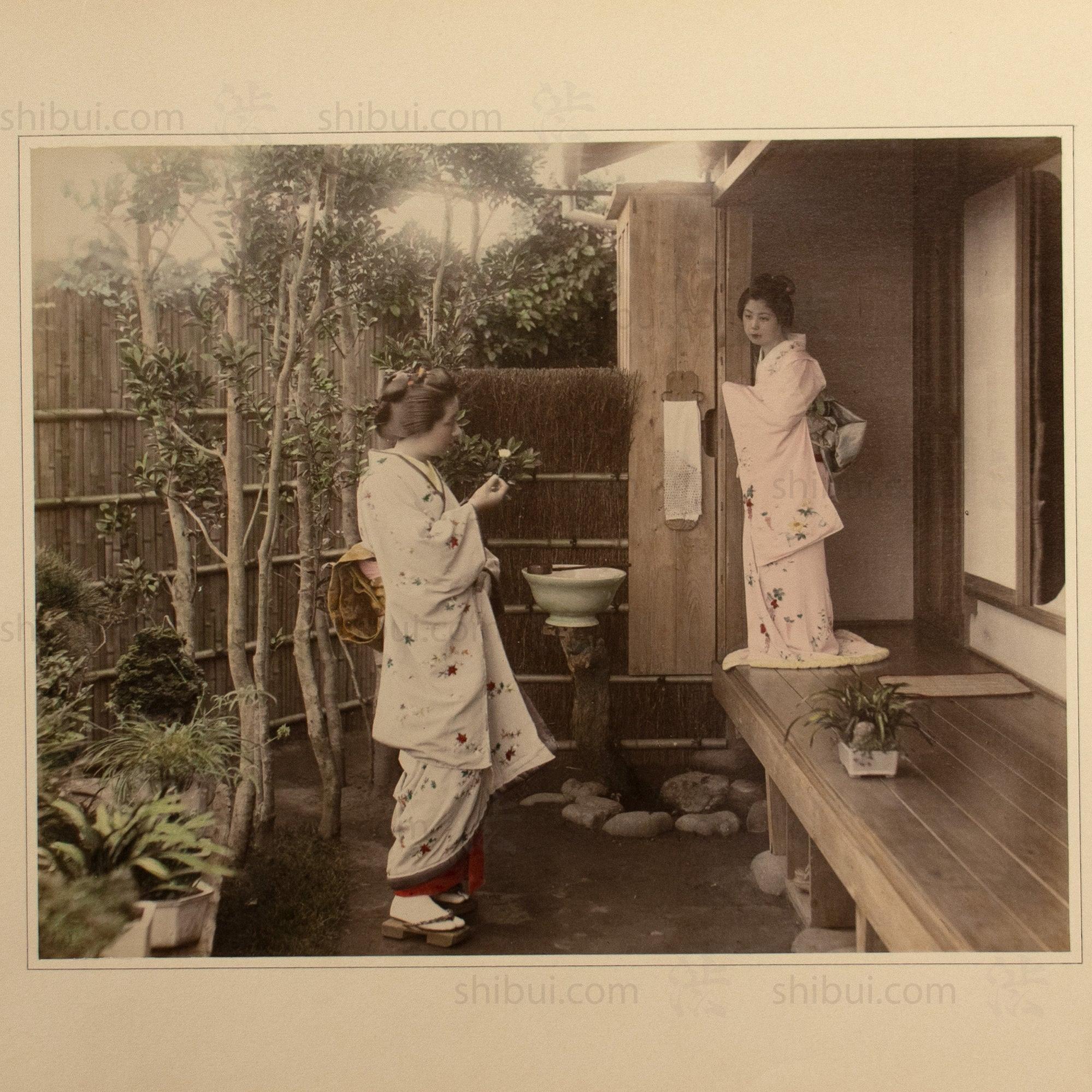Japanese Hand Tinted Albumen Photography | Two Women Talking - Image 3