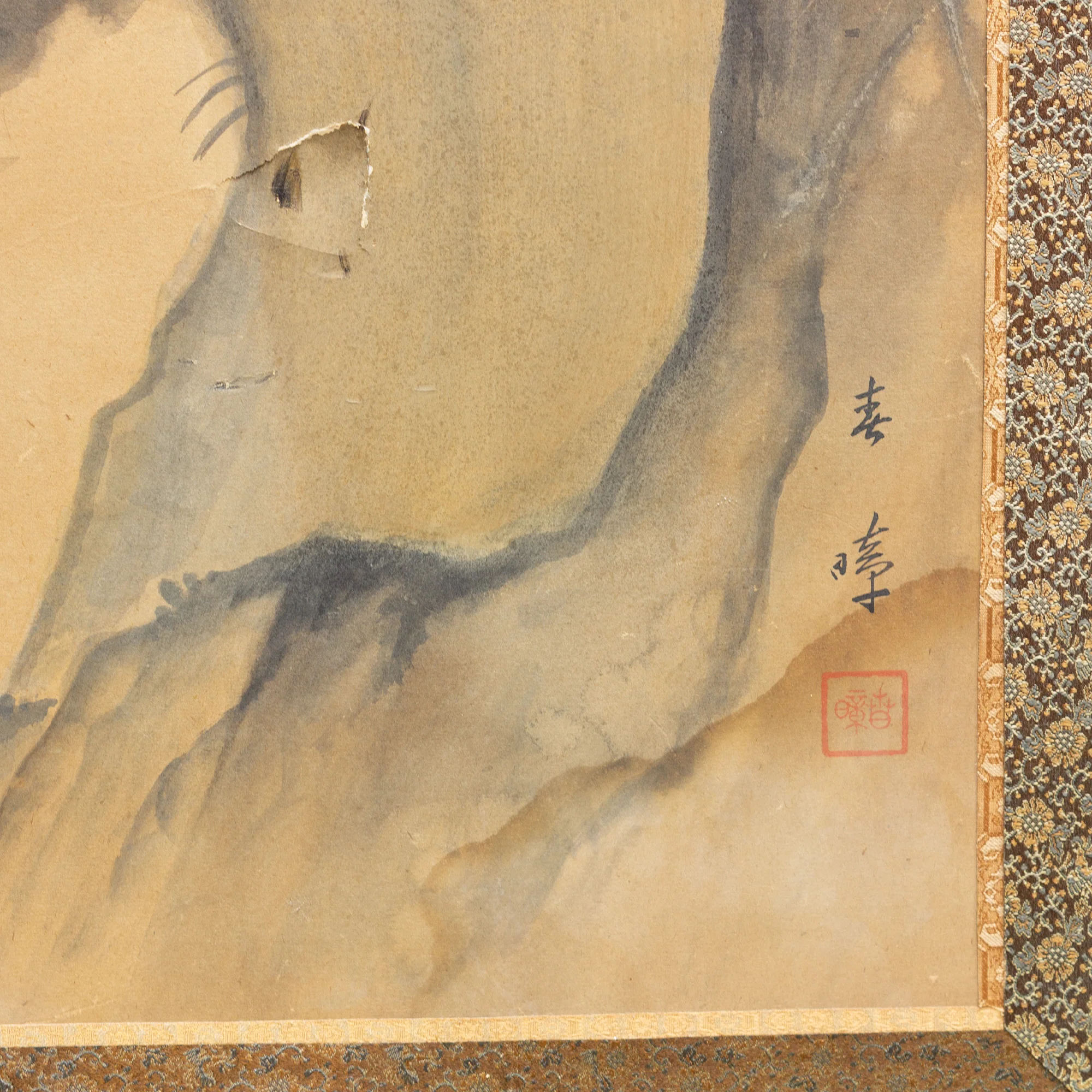 Japanese Antique Screen Panel Painting Eagle Byobu - Image 2