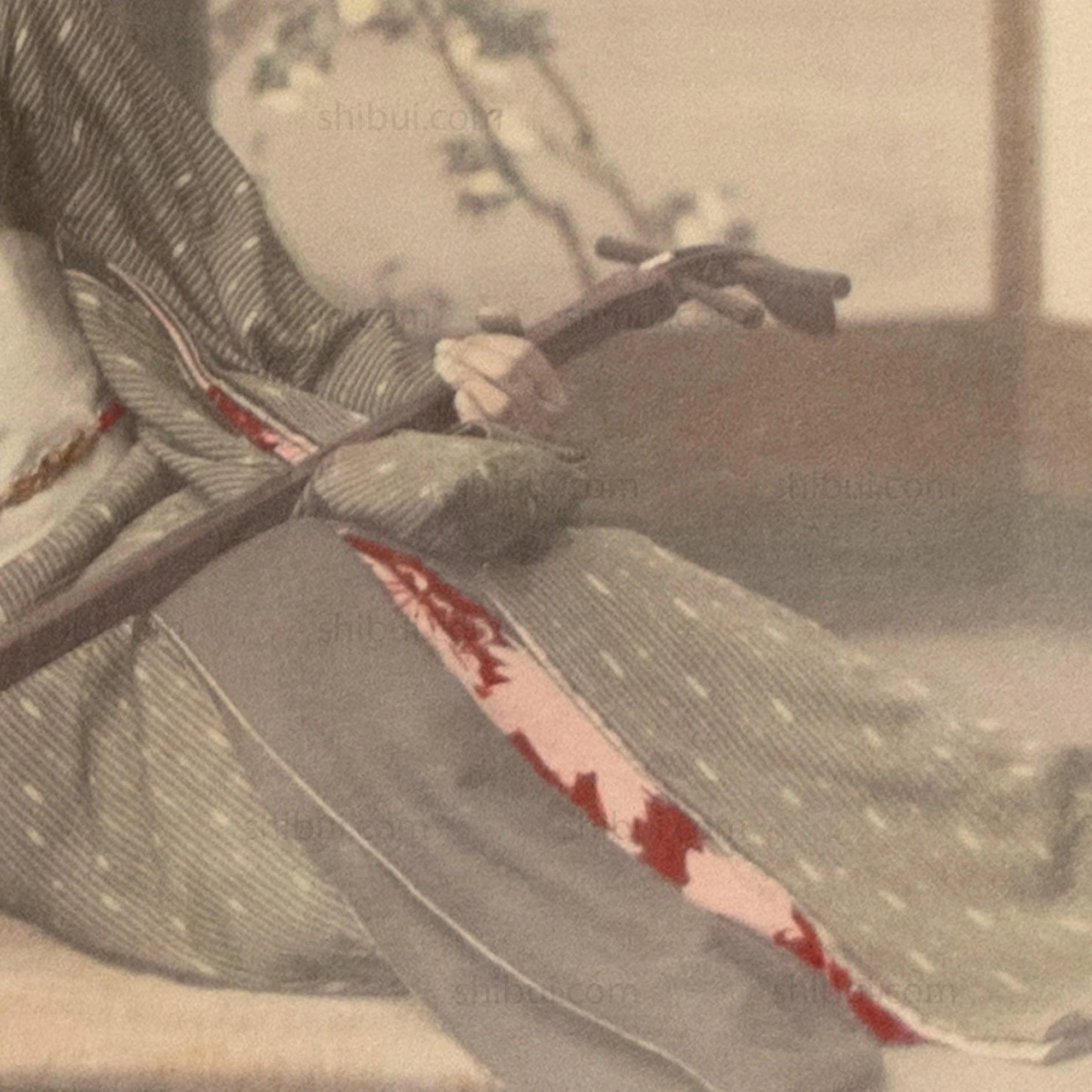 Female Musician |  Hand Tinted Japanese Albumen Photograph - Image 6