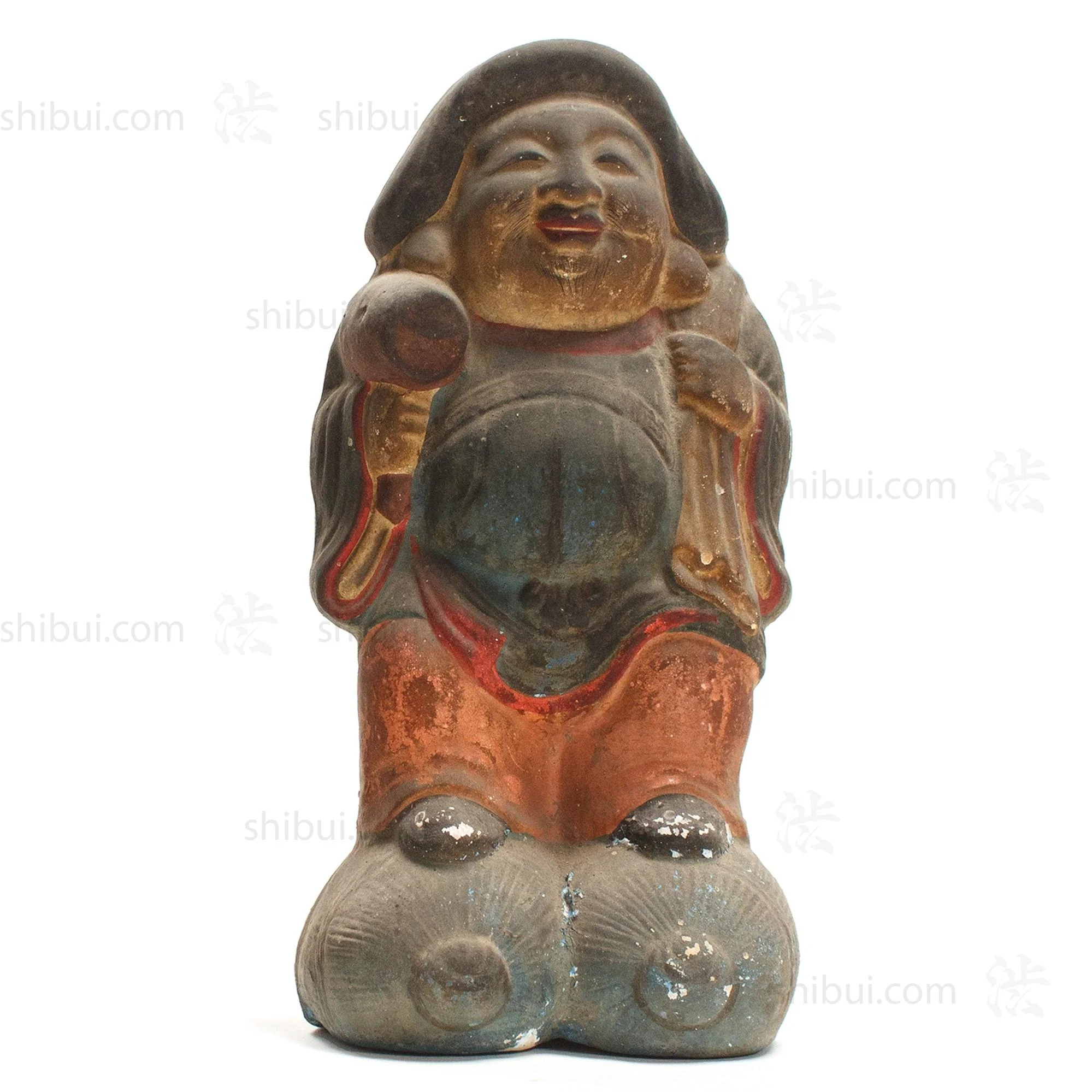 Daikoku and Ebisu  Clay Dolls  Meiji Era - Image 3