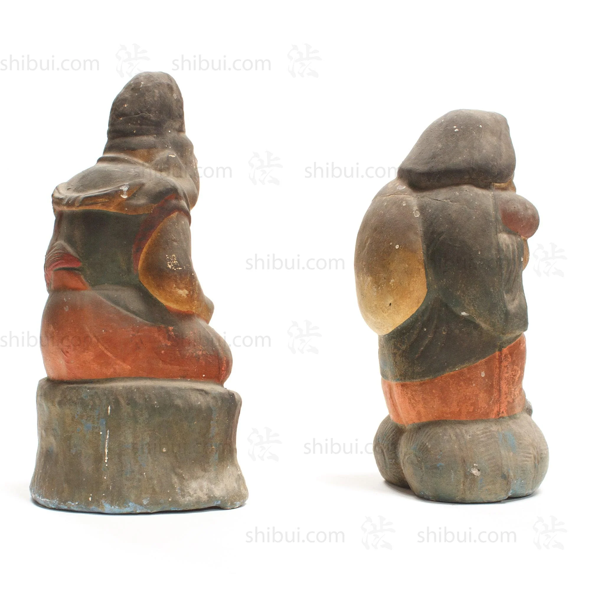 Daikoku and Ebisu  Clay Dolls  Meiji Era - Image 6