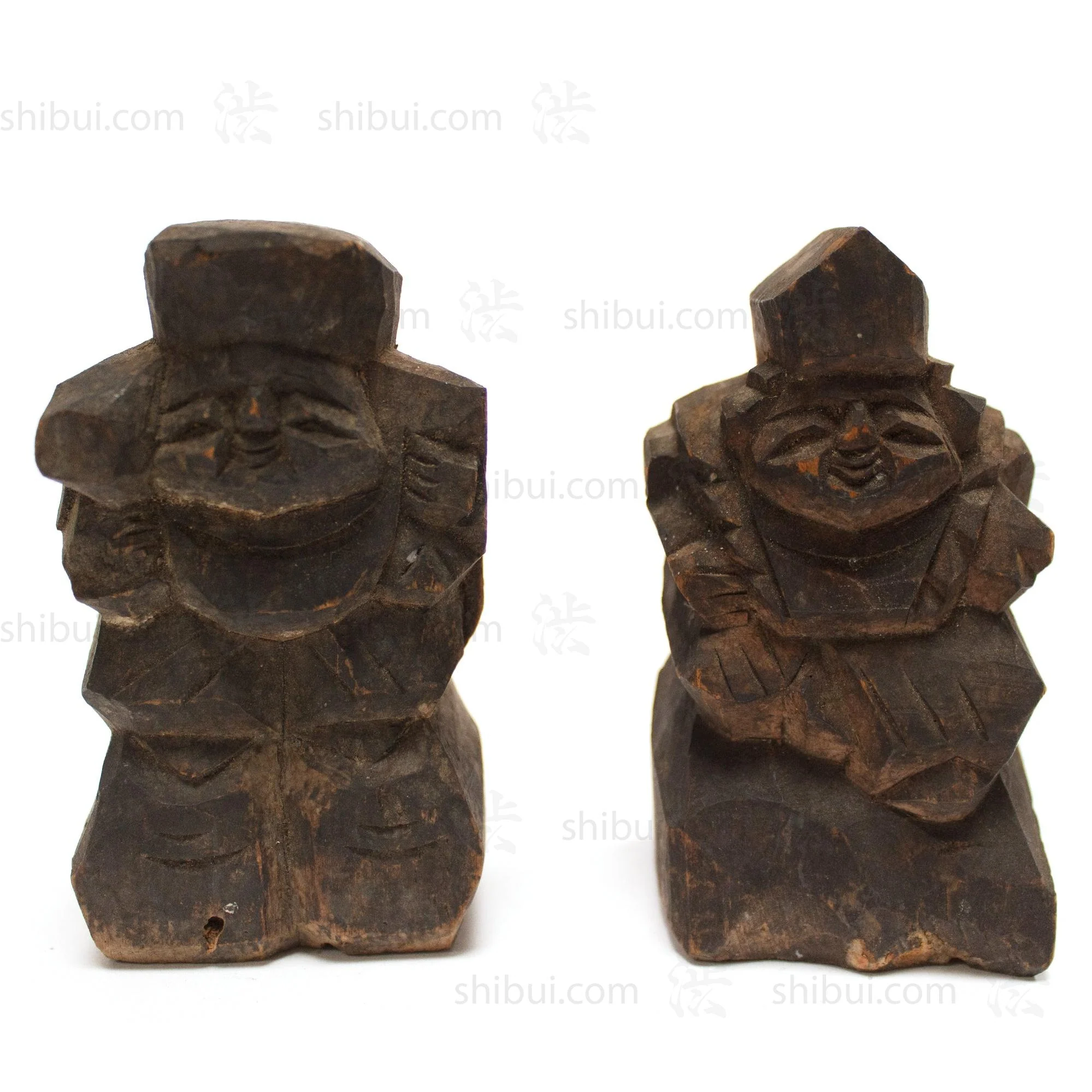 Daikoku and Ebisu | Hand Carved Wood | Seven Lucky Gods