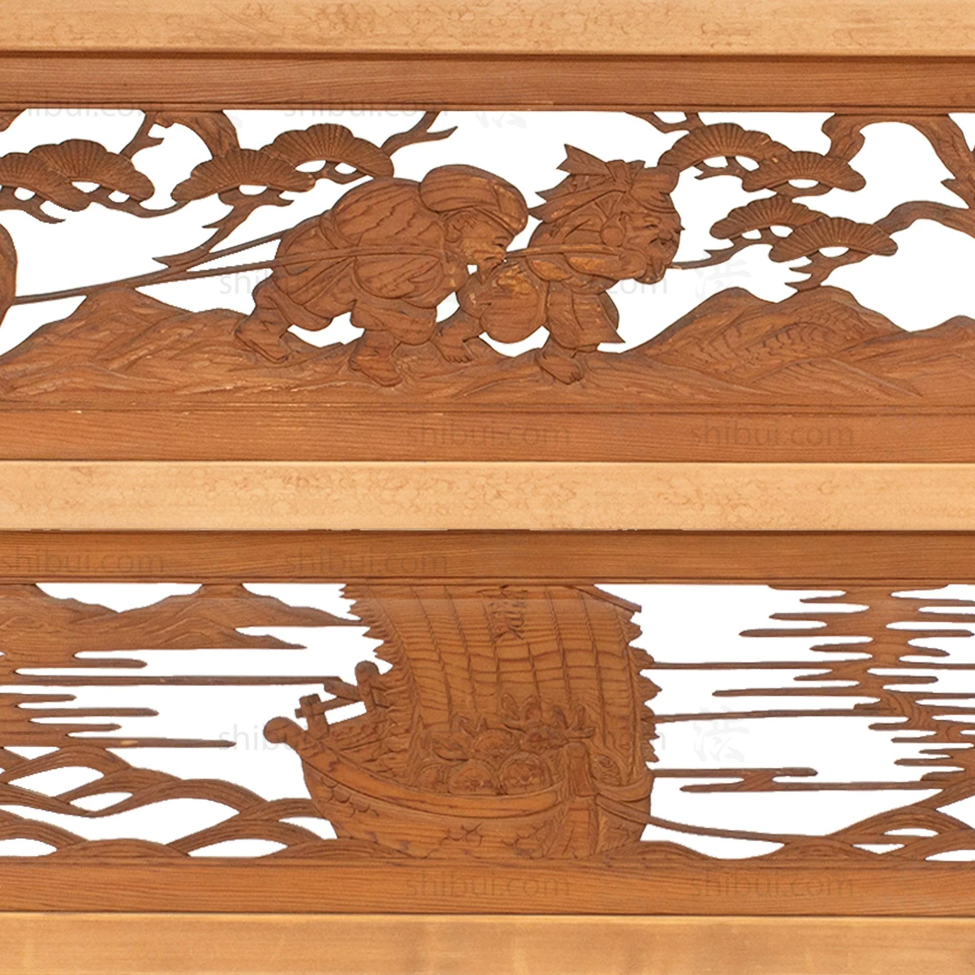 Daikoku and Ebisu with Ship of Treasures Ranma | Japanese Transom | Japanese Decor - Image 5