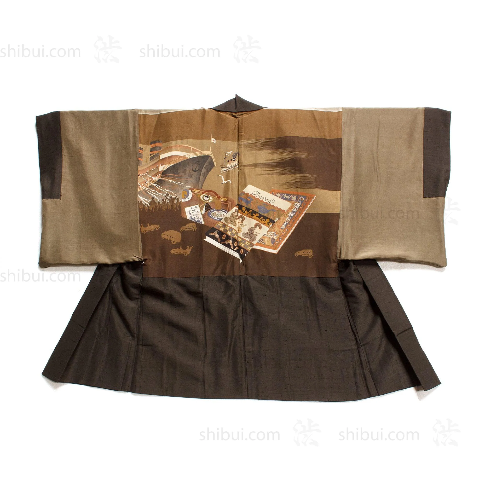 Art Deco -  Early 20th Century Mens Haori With Travel Motif - Image 8