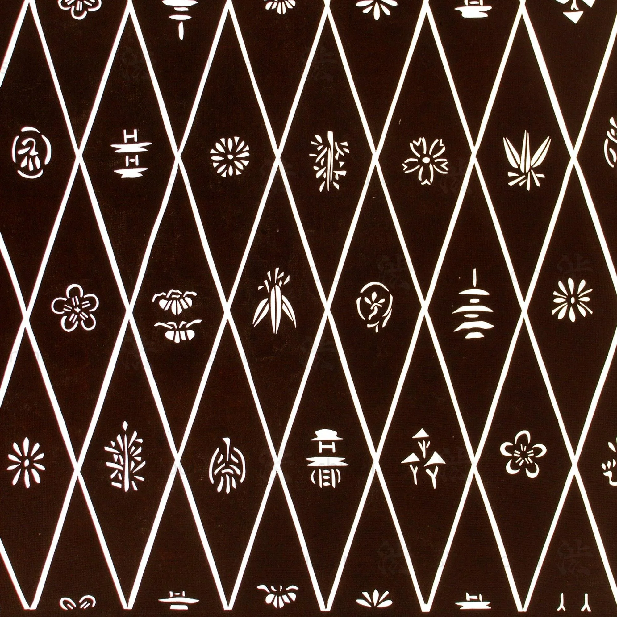 Diamond Symbol Motif Katagami | Japanese Lacquered Paper Stencil - Image 2