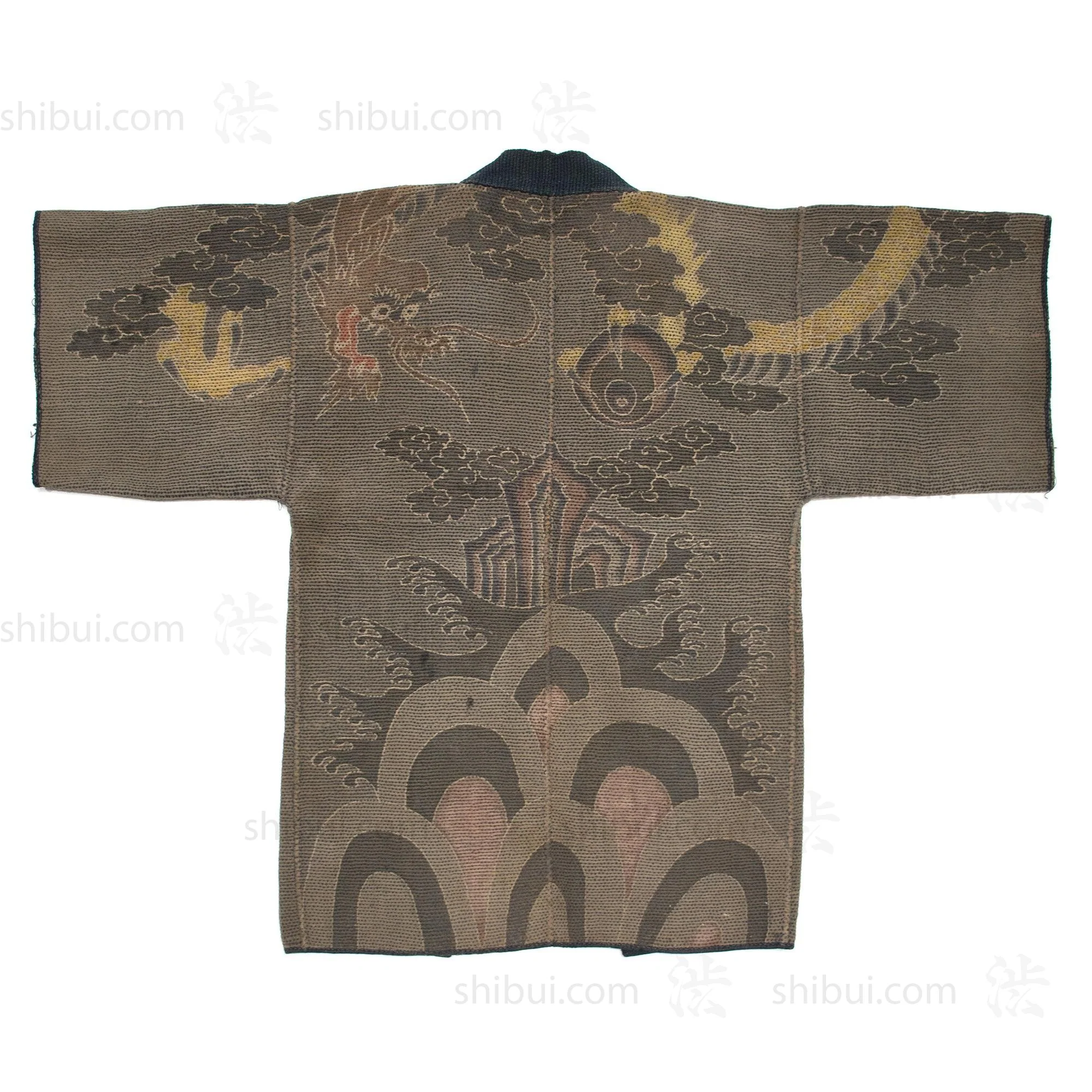 Dragon Shobo Hanten | Antique Japanese Reversible Sashiko Fireman's Coat