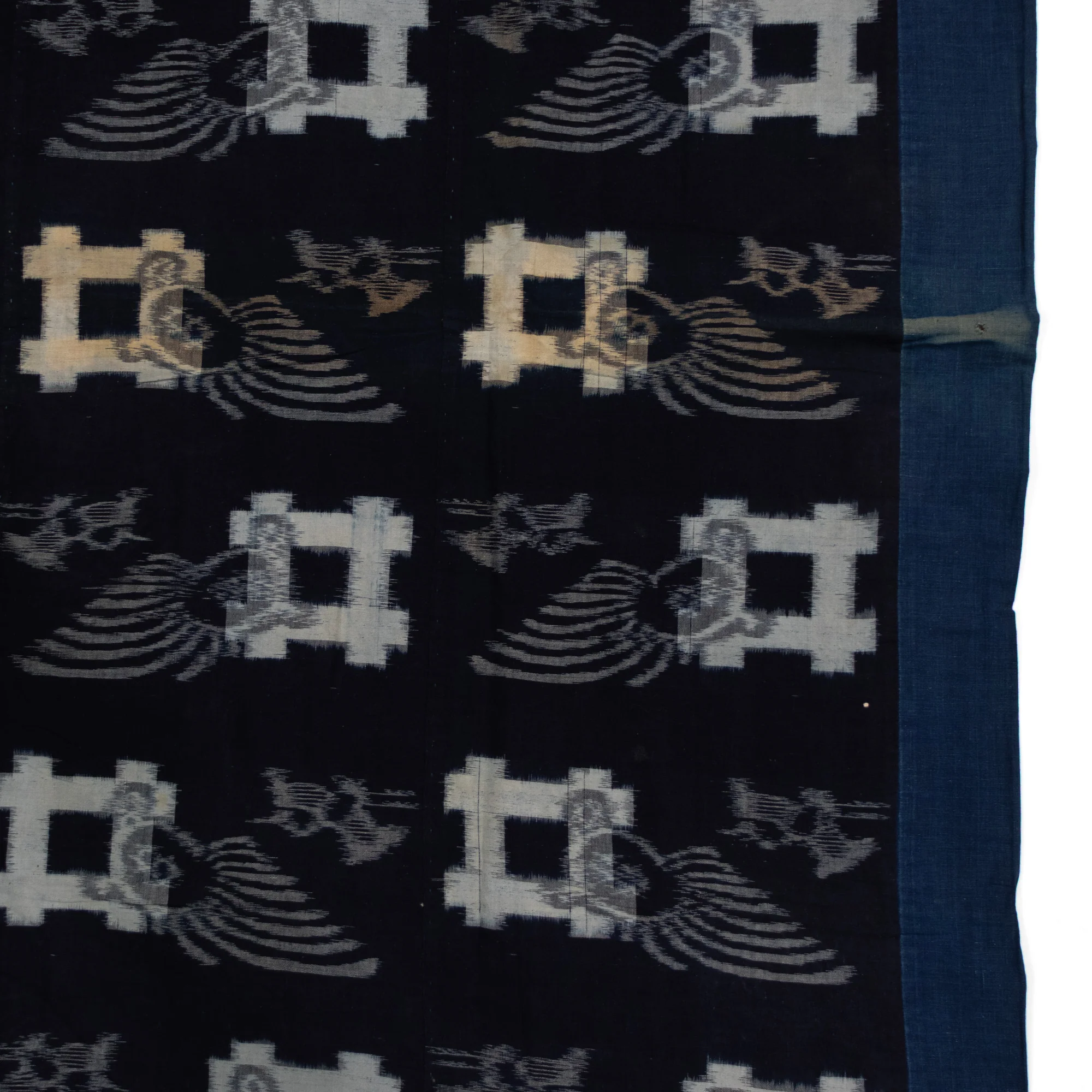 E-Gasuri Tortise and Crane Futonji | Japanese Indigo - Image 2