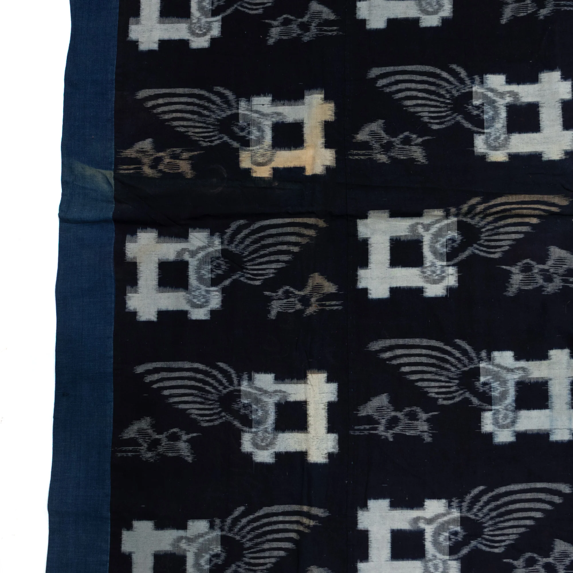 E-Gasuri Tortise and Crane Futonji | Japanese Indigo - Image 4