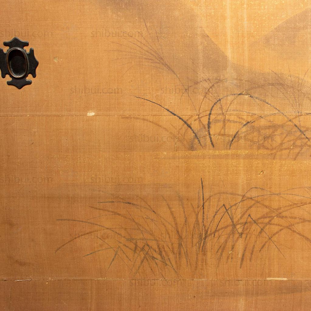 Edo Period Sumi-e Painted Doors (Pair) | Hand Painted Landscape with Birds | Sliding Doors | Architectural Decor - Image 5