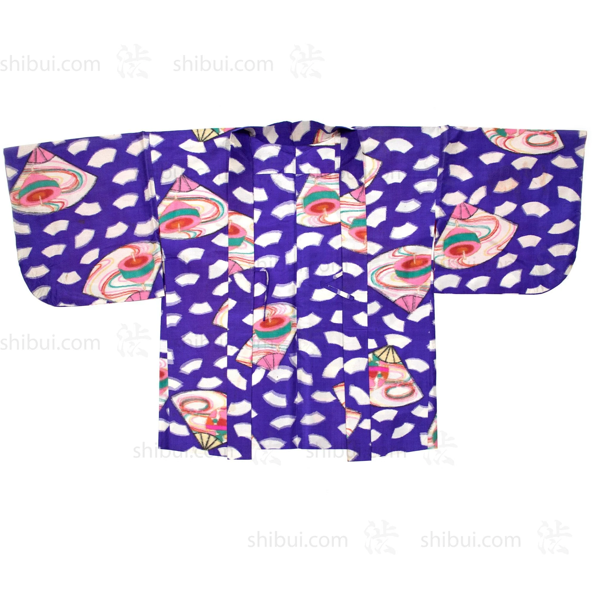 Festive Meisen Silk Haori with Top and Fan Motif - Image 3