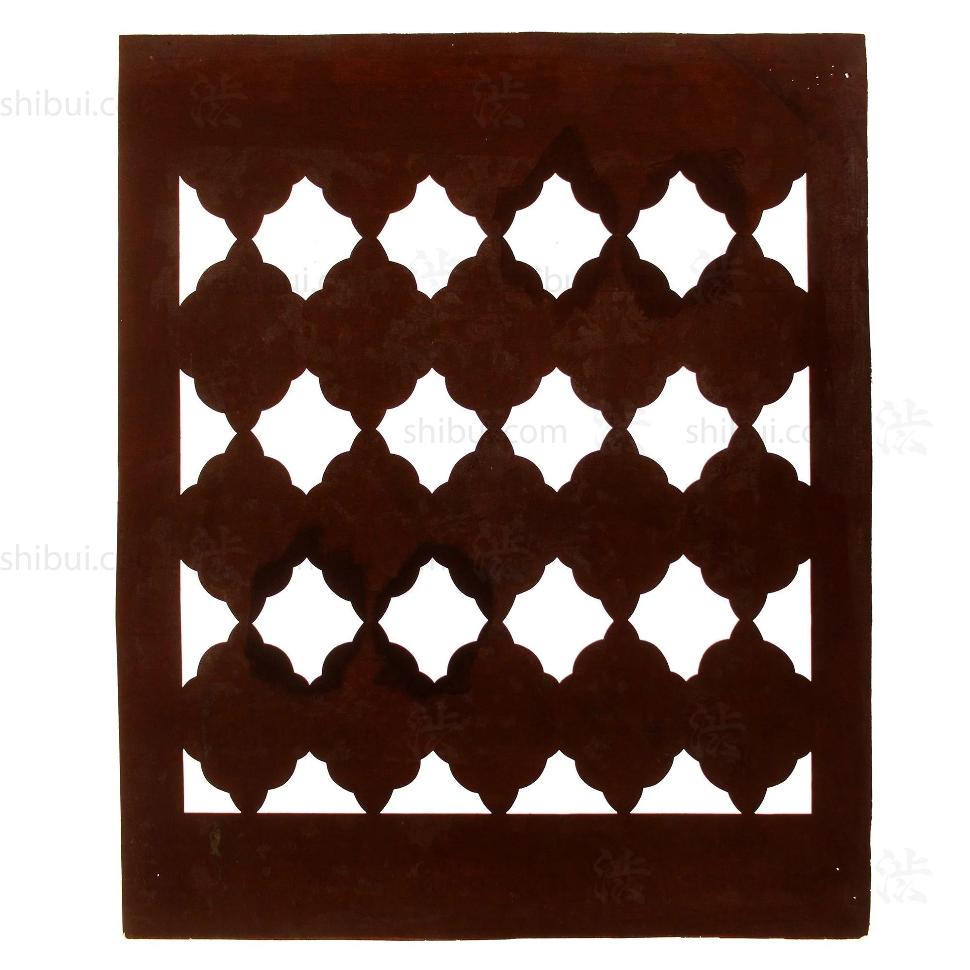 Pair of Floral Geometric Motif Katagami | Japanese Lacquered Paper Stencil - Image 4